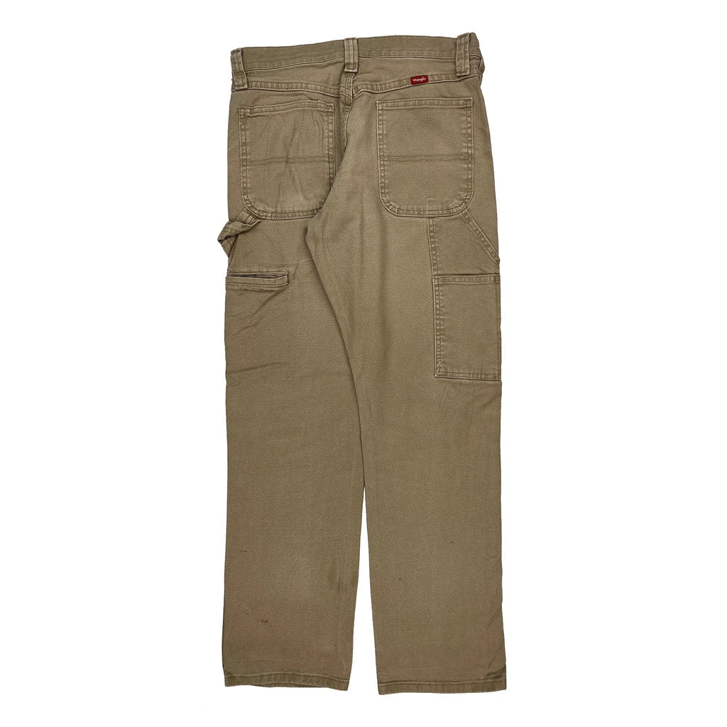 Wrangler Cargo Carpenter Trousers - 31W 32L Beige Cotton Refurbished - Thrifted (note: this is a term often used to describe second- refurbished available on Cerqular