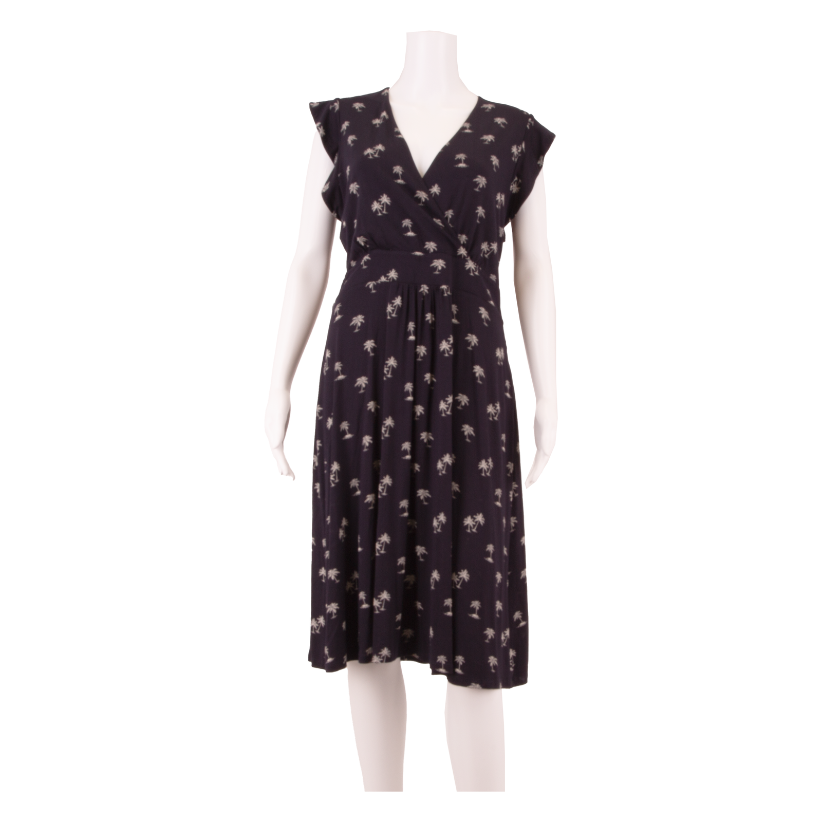 HOBBS LONDON All Over Palm Tree Print Womens Fit & Flare Dress Black Midi UK 12 Refurbished - N/A refurbished available on Cerqular
