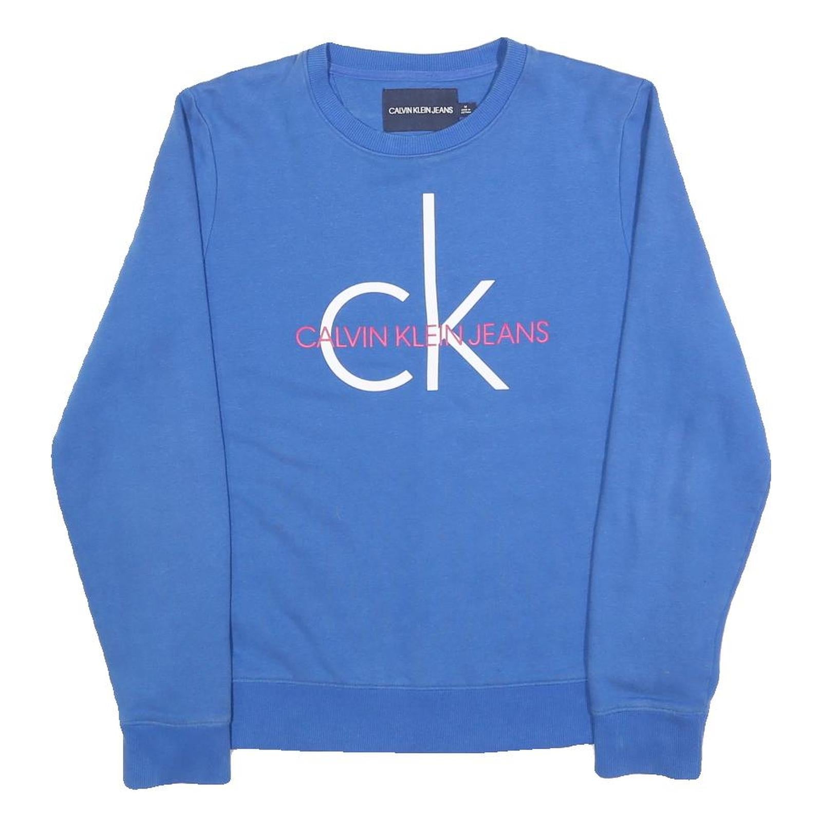 CALVIN KLEIN JEANS Mens Blue Crew Neck M Sweatshirt Cotton Blend Pullover Refurbished - N/A refurbished available on Cerqular