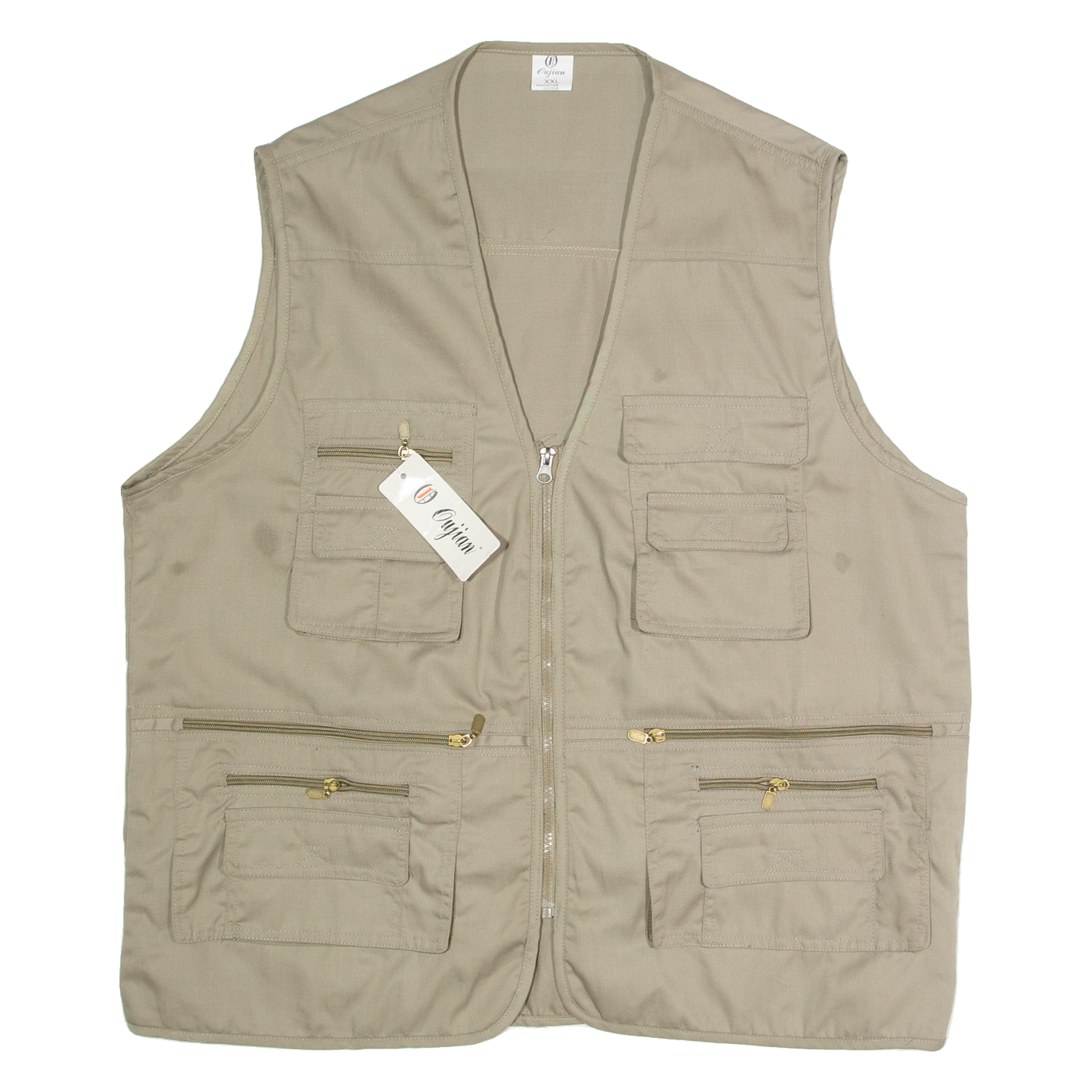 OUJIAN Utility Mens Gilet Beige 2XL Refurbished - N/A refurbished available on Cerqular