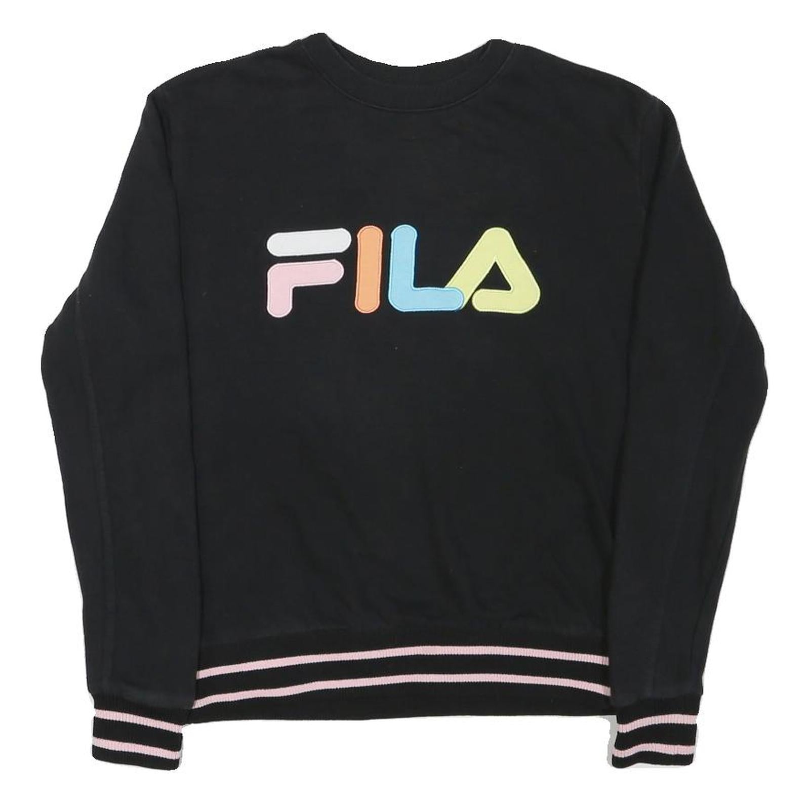 FILA Womens Black Multicolour Logo Crew Neck S Casual Sweatshirt Refurbished - N/A refurbished available on Cerqular