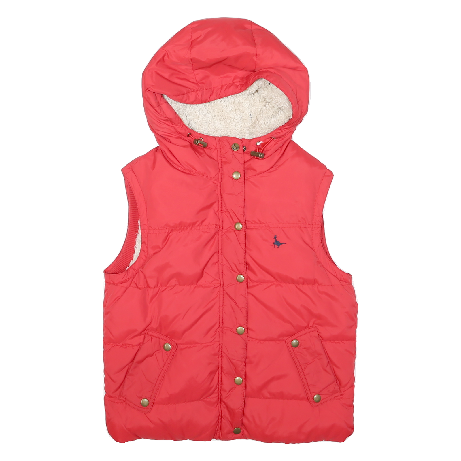 JACK WILLS Womens Red Hooded Puffer Gilet UK 10 Polyester Blend Zip Sleeveless Refurbished - N/A refurbished available on Cerqular