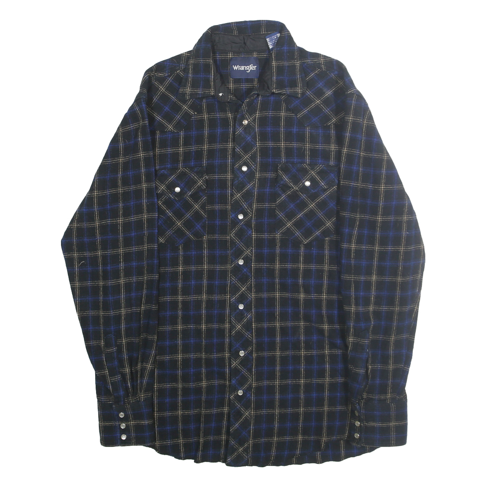 WRANGLER Mens Blue & Beige Check Shirt L Lightweight Cotton Western Style Refurbished - N/A refurbished available on Cerqular