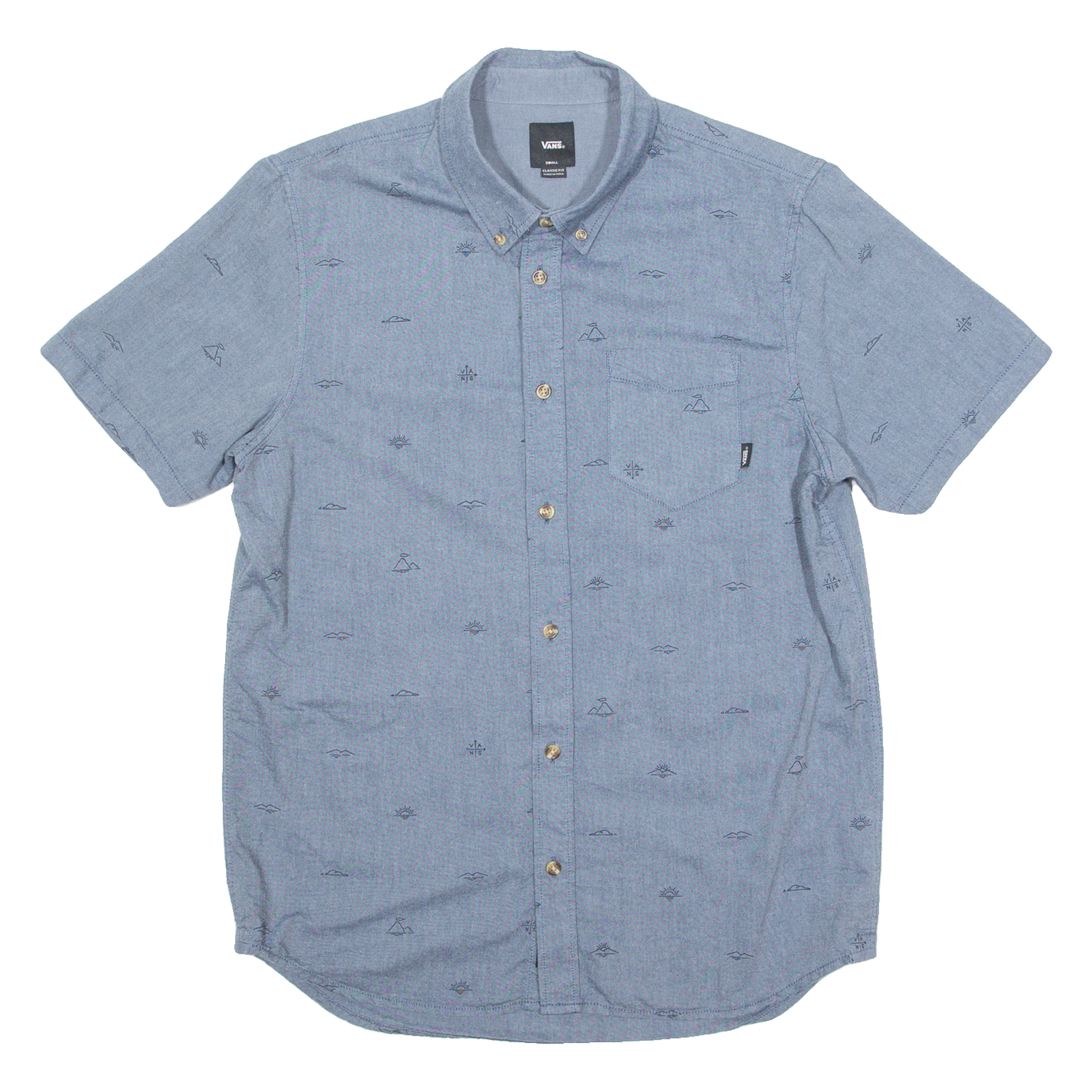 VANS Mens Shirt Grey Crazy Pattern S Refurbished - N/A refurbished available on Cerqular