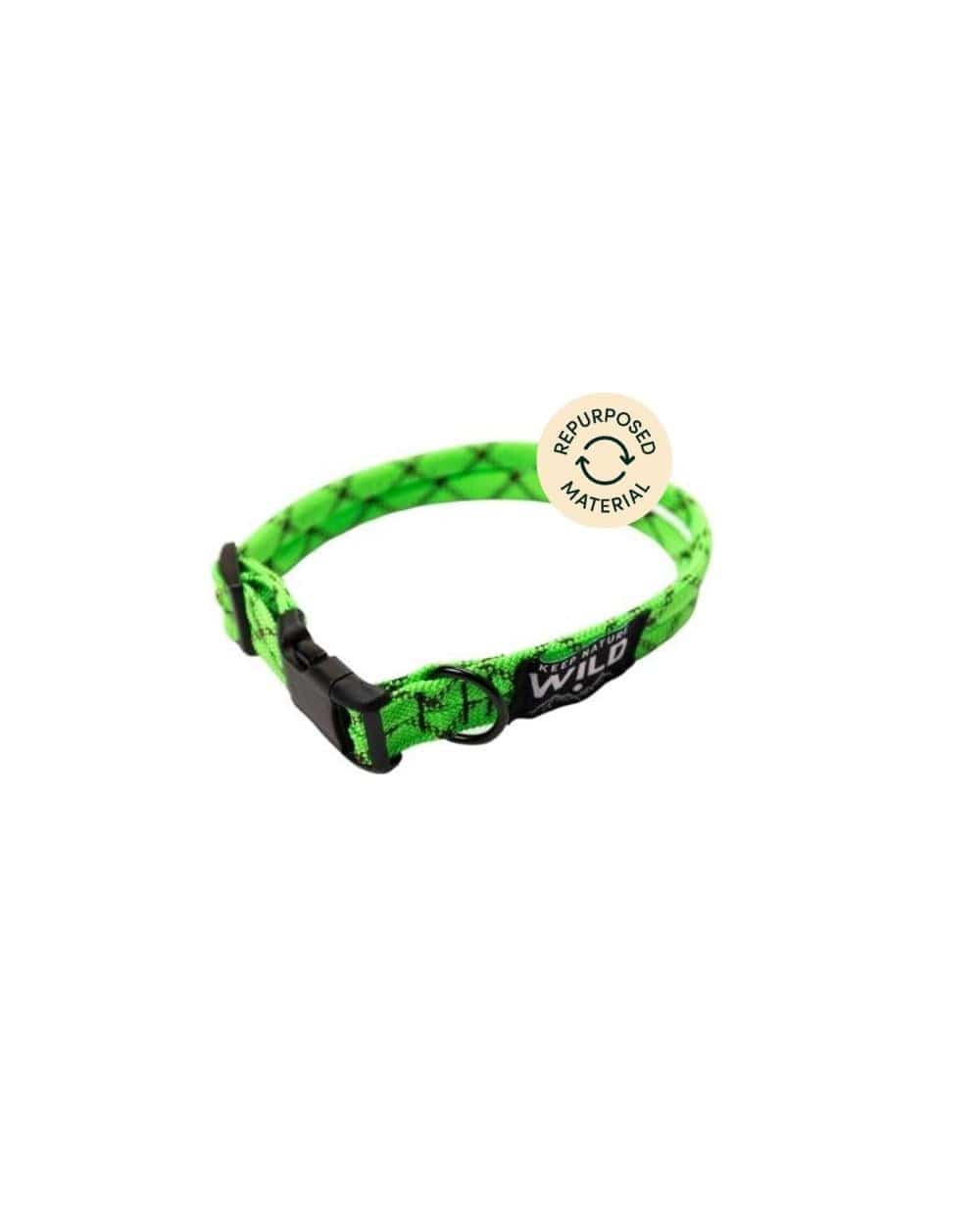 Recycled Climbing Rope Dog Collar | Size: Large | Color: Electric Green Refurbished - Keep Nature Wild refurbished available on Cerqular