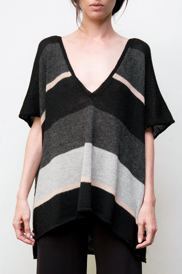 Wayne Alpaca Striped V-Neck Tunic | Size: one size Refurbished - N/A (Note: There is no well-known brand called "AR refurbished available on Cerqular