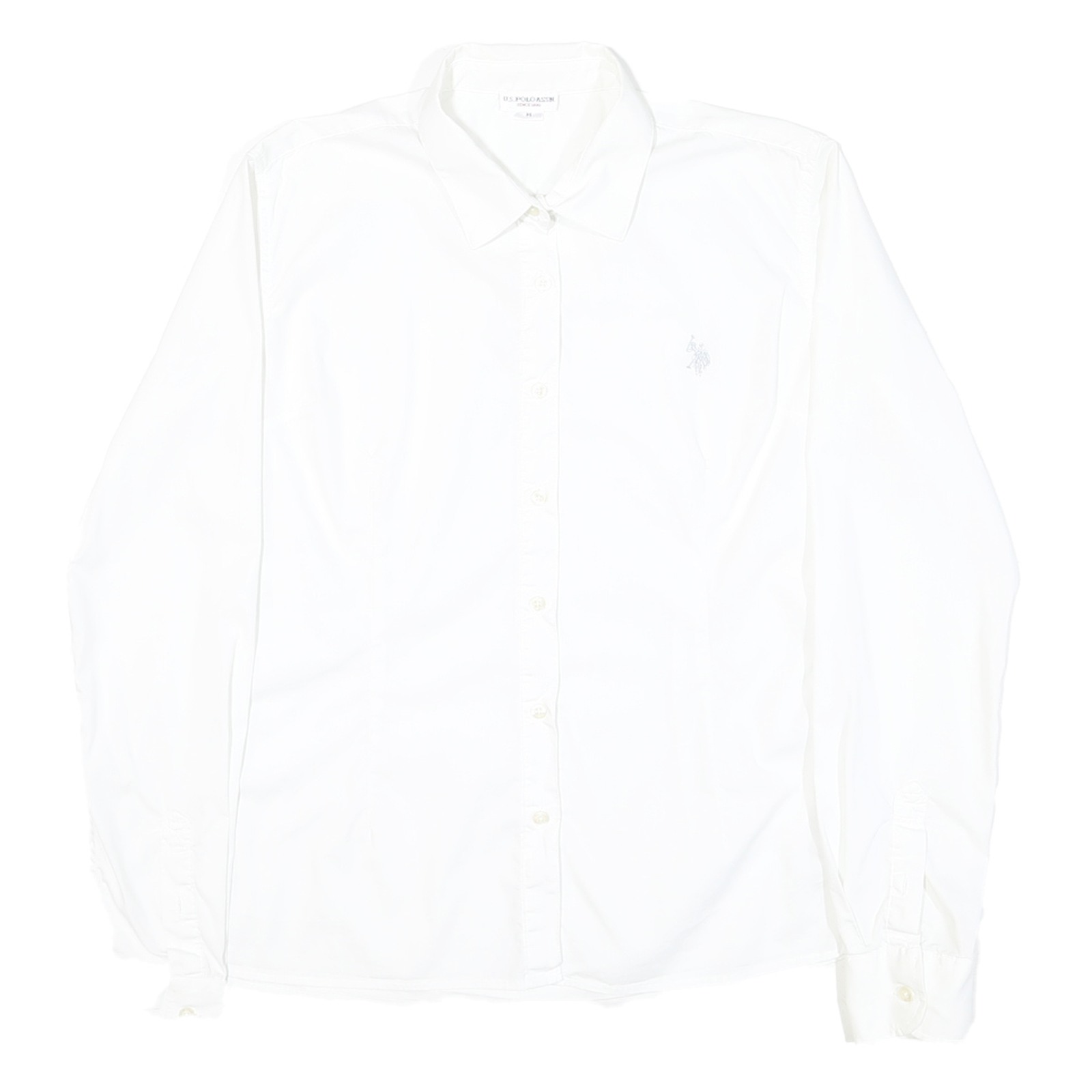 U.S. POLO ASSN Womens White Shirt M Cotton Blend Classic Button Down Shirt Refurbished - N/A refurbished available on Cerqular