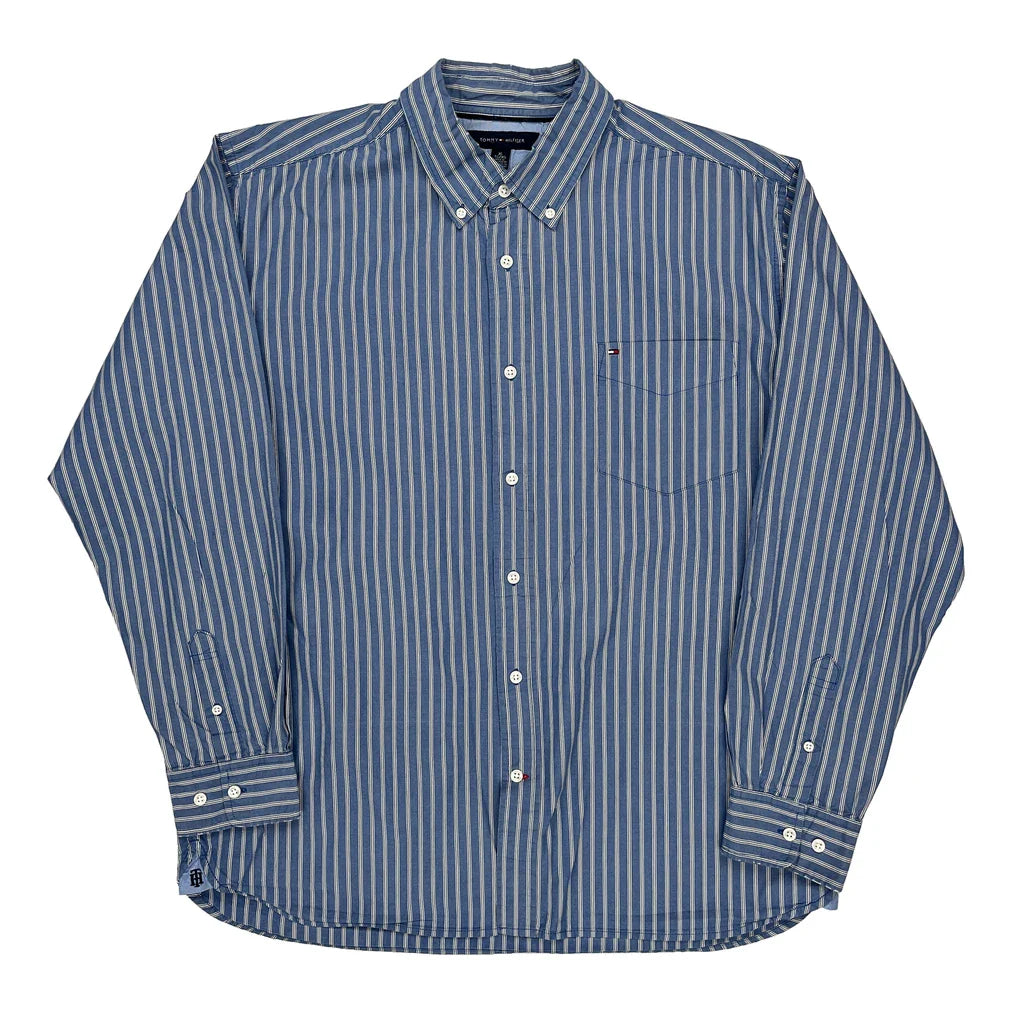Buy Tommy Hilfiger Striped Shirt - XL Blue Cotton Refurbished - $24.11 Tommy Hilfiger Striped Shirt - XL Blue Cotton Refurbished - Thrifted (note: this is a term often used to describe second- refurbished available on Cerqular