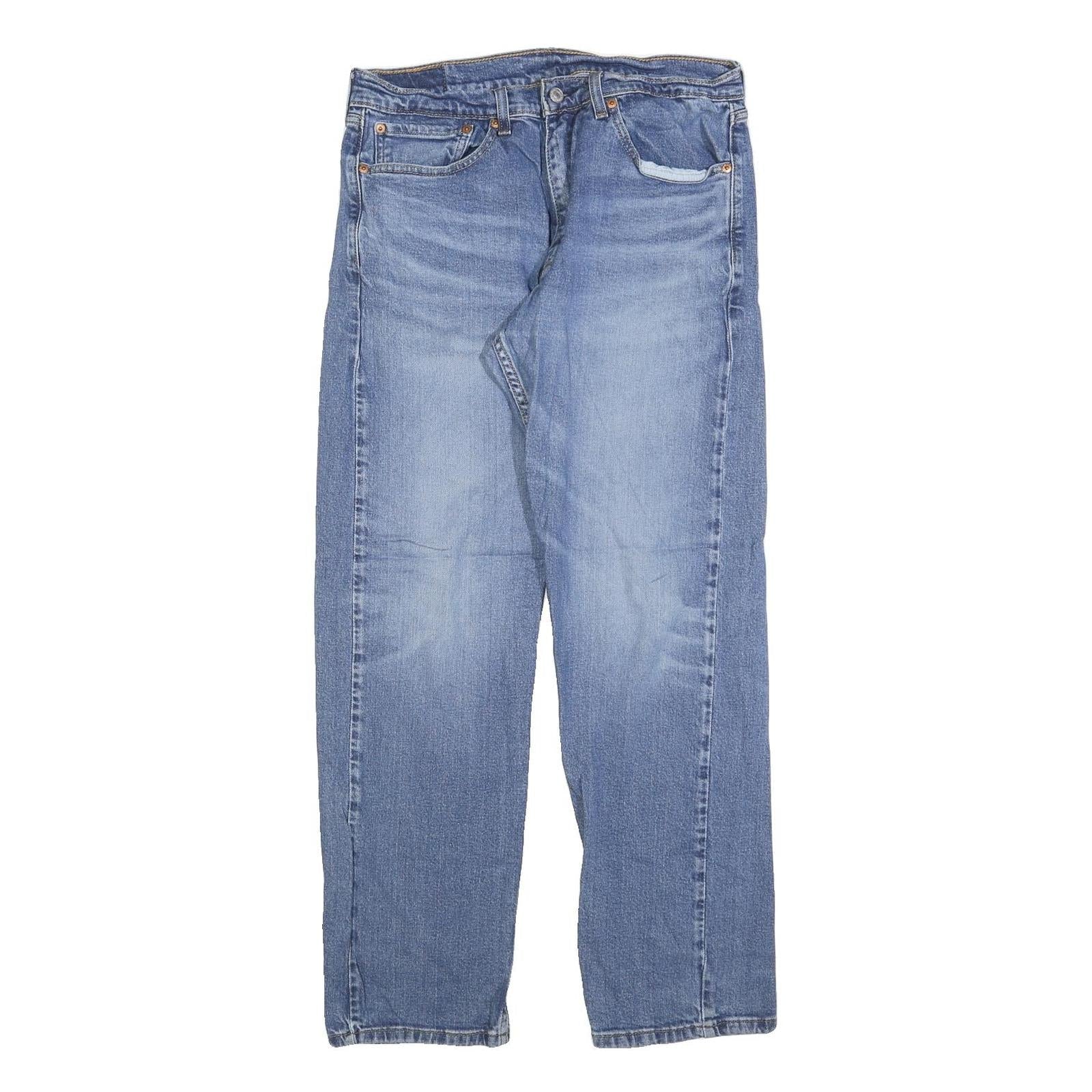 LEVI'S 505 Mens Jeans Blue Regular Straight Denim Medium W34 L32 Classic Zip Refurbished - N/A refurbished available on Cerqular