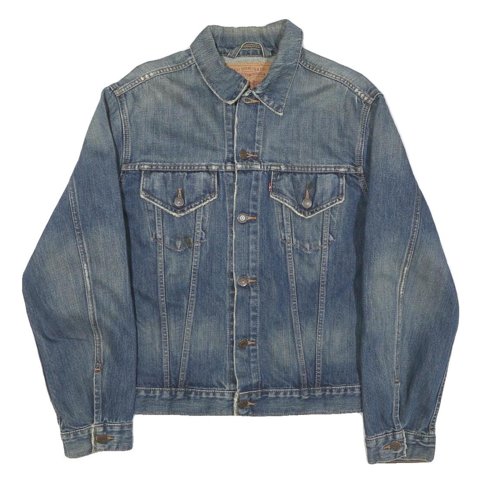 LEVI'S Mens Blue Denim Jacket M Cotton Blend Button Casual Classic Fit Refurbished - N/A refurbished available on Cerqular