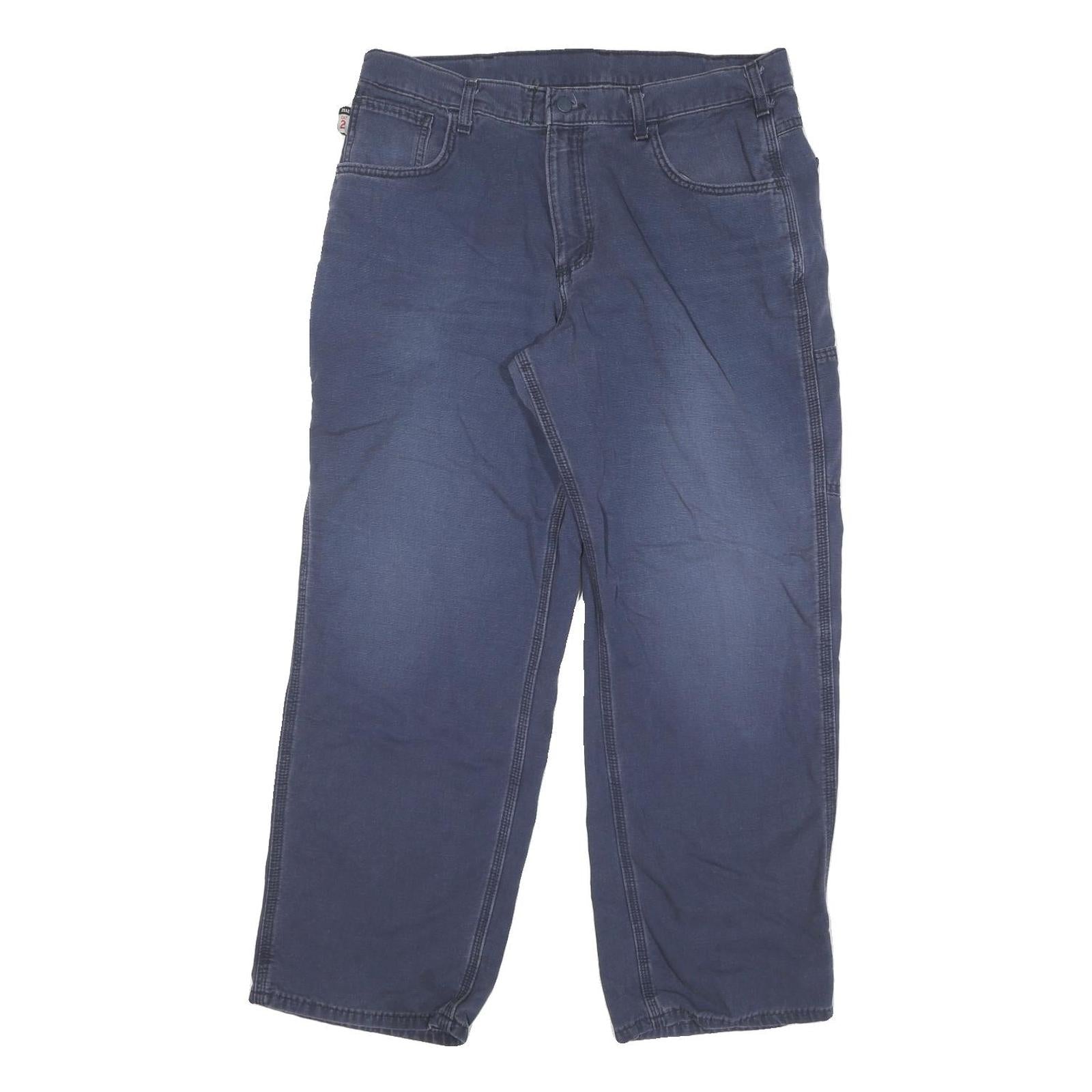 CARHARTT Mens Regular Fit Blue Cotton Blend Trousers W36 L30 Workwear Casual Refurbished - N/A refurbished available on Cerqular
