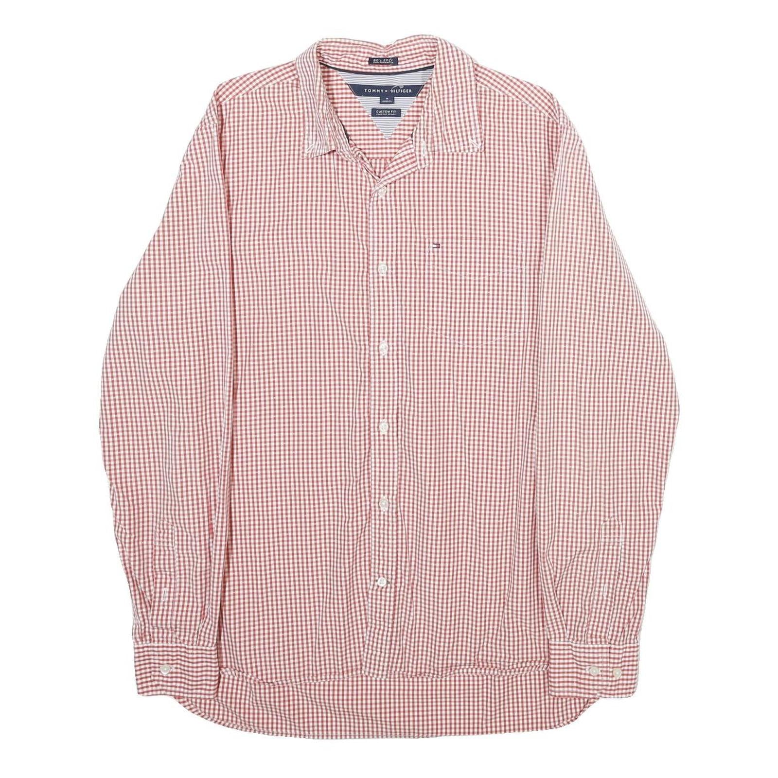 TOMMY HILFIGER Mens Red & White Check Shirt M Long Sleeve Cotton Classic Fit Refurbished - N/A refurbished available on Cerqular