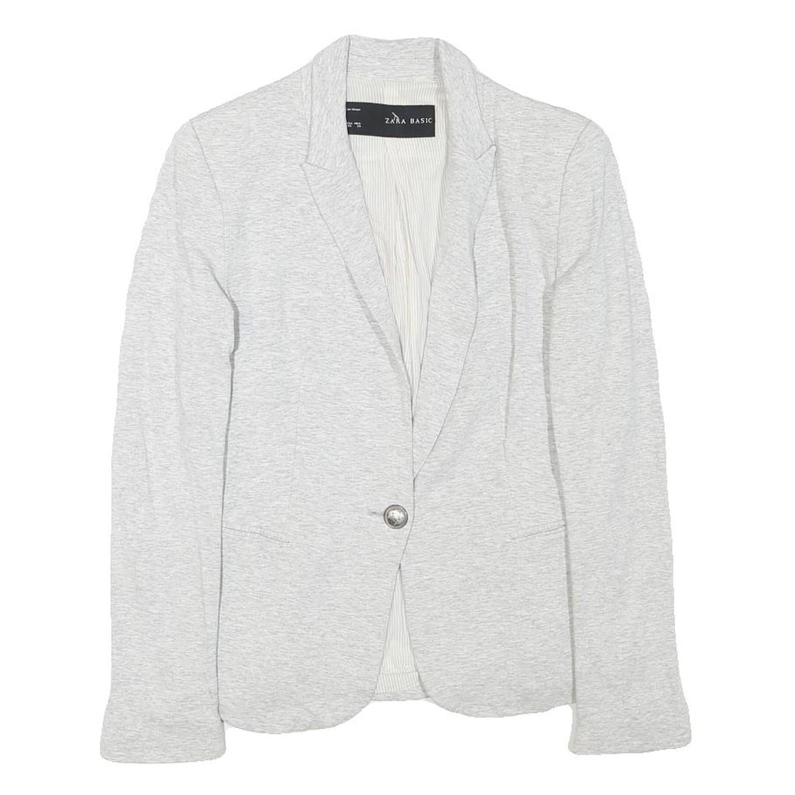 ZARA Womens Light Grey Button Jacket XS Cotton Blend Plain Casual Timeless Refurbished - N/A refurbished available on Cerqular