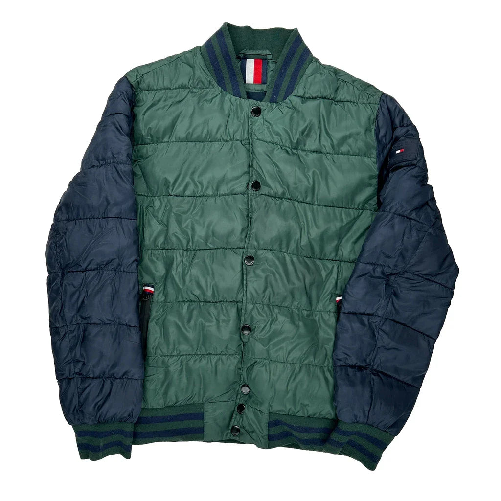 Tommy Hilfiger Bomber Jacket - Medium Green Polyester Refurbished - Thrifted (note: this is a term often used to describe second- refurbished available on Cerqular