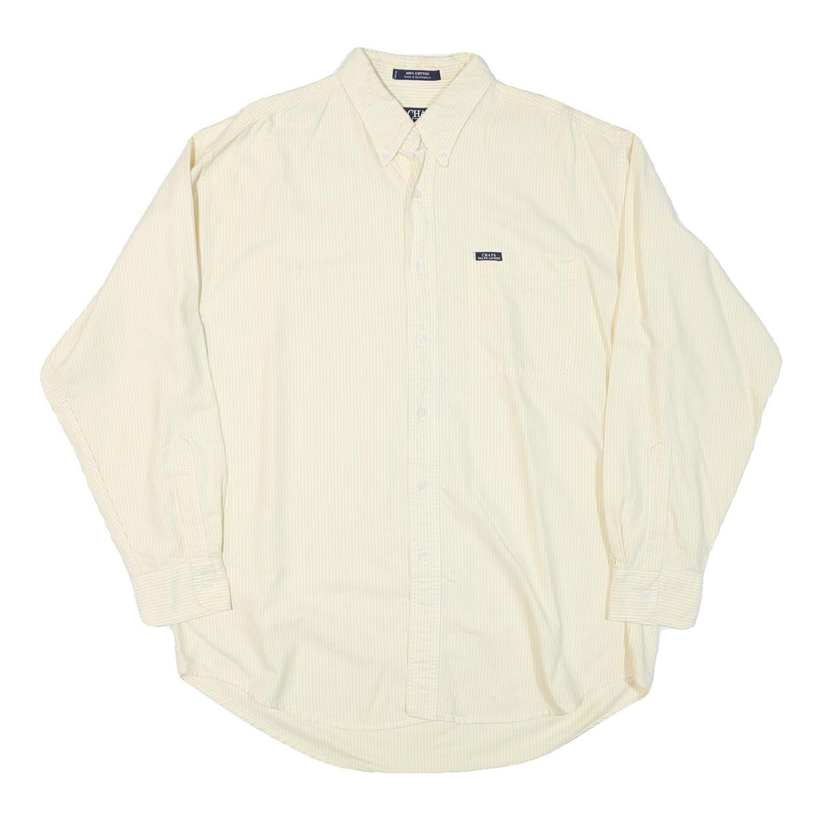 CHAPS RALPH LAUREN Mens Cream & Yellow Shirt L Button-Down Collar Cotton Blend Refurbished - N/A refurbished available on Cerqular