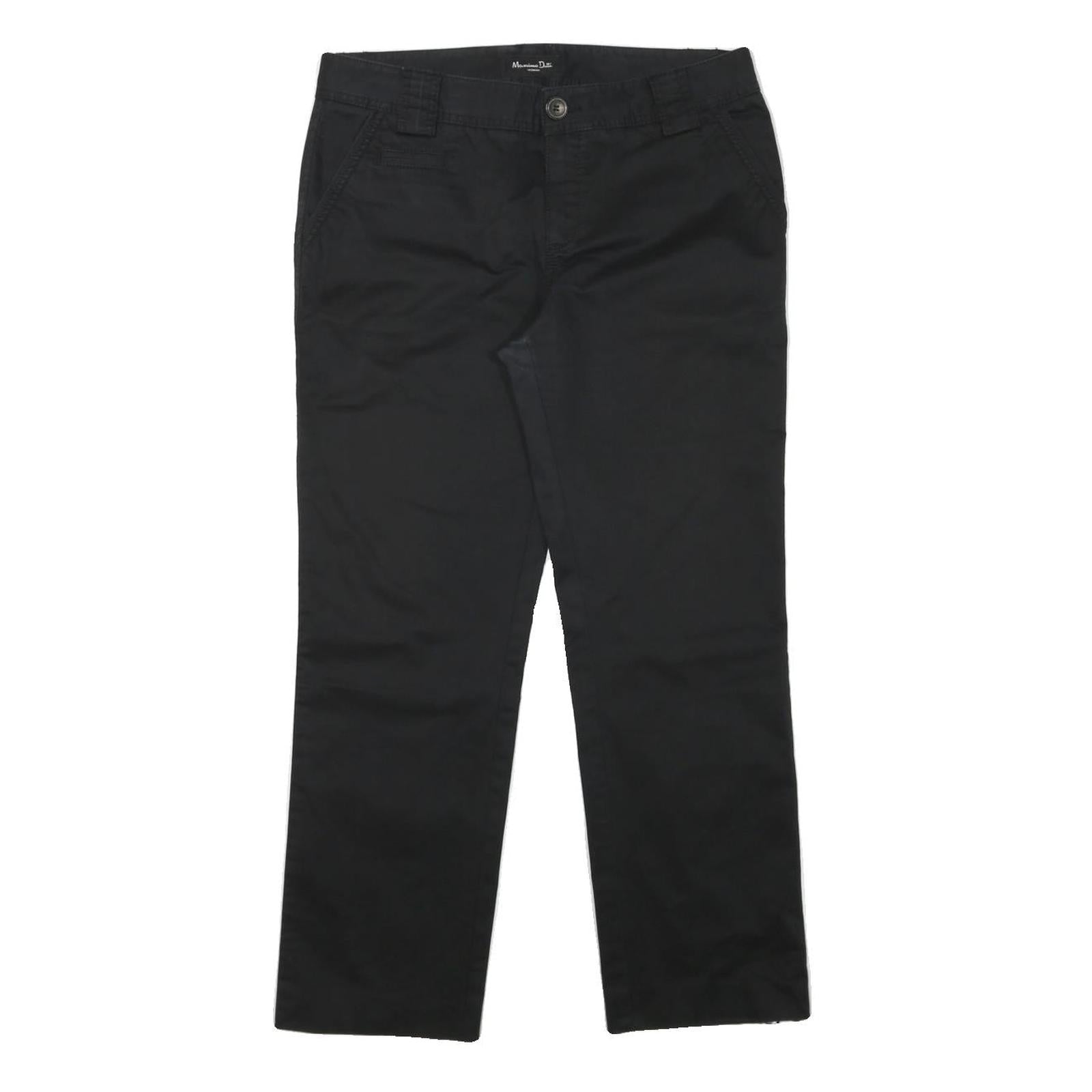 MASSIMO DUTTI Womens Regular Black Cotton Blend Zip Trousers W32 L27 Classic Refurbished - N/A refurbished available on Cerqular