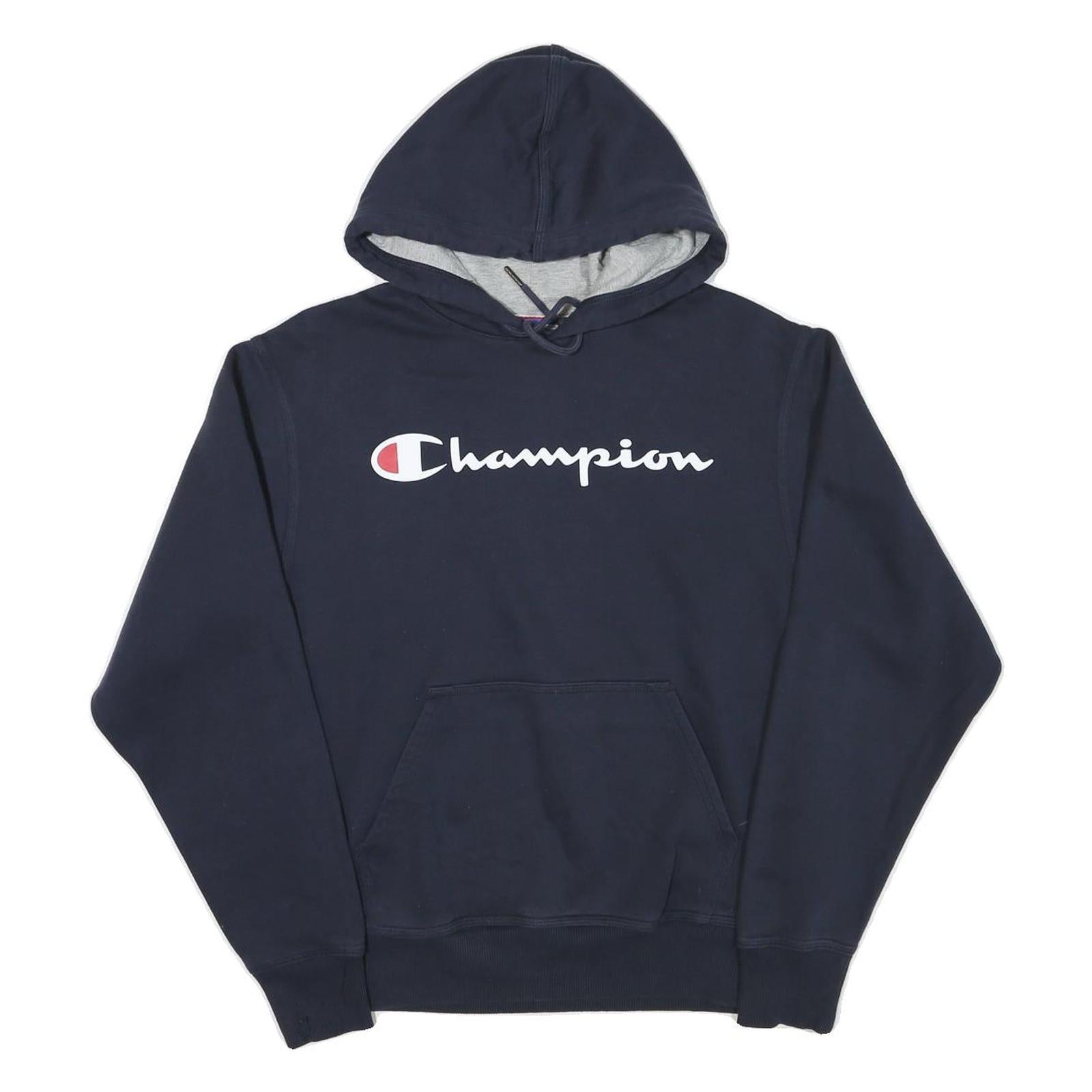 CHAMPION Mens Navy Blue Pullover Hoodie S Cotton Blend Classic Logo Sweatshirt Refurbished - N/A refurbished available on Cerqular