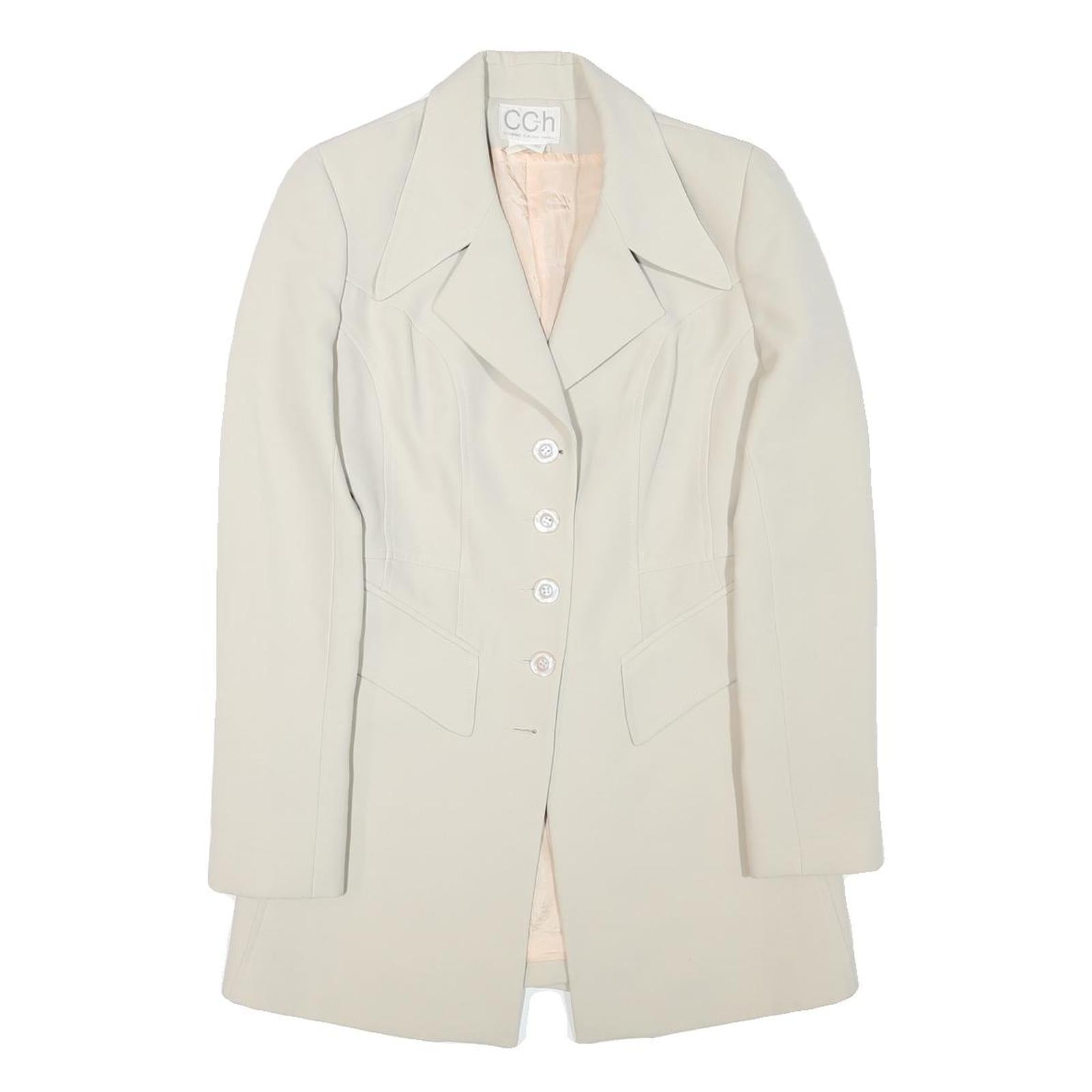 CCH Womens Cream Button Jacket XS Polyester Blend Tailored Plain Lightweight Refurbished - N/A refurbished available on Cerqular
