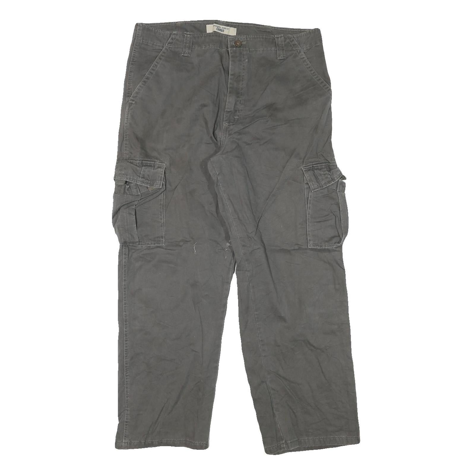 WRANGLER Mens Cotton Blend Grey Relaxed Cargo Trousers W36 L29 Casual Workwear Refurbished - N/A refurbished available on Cerqular