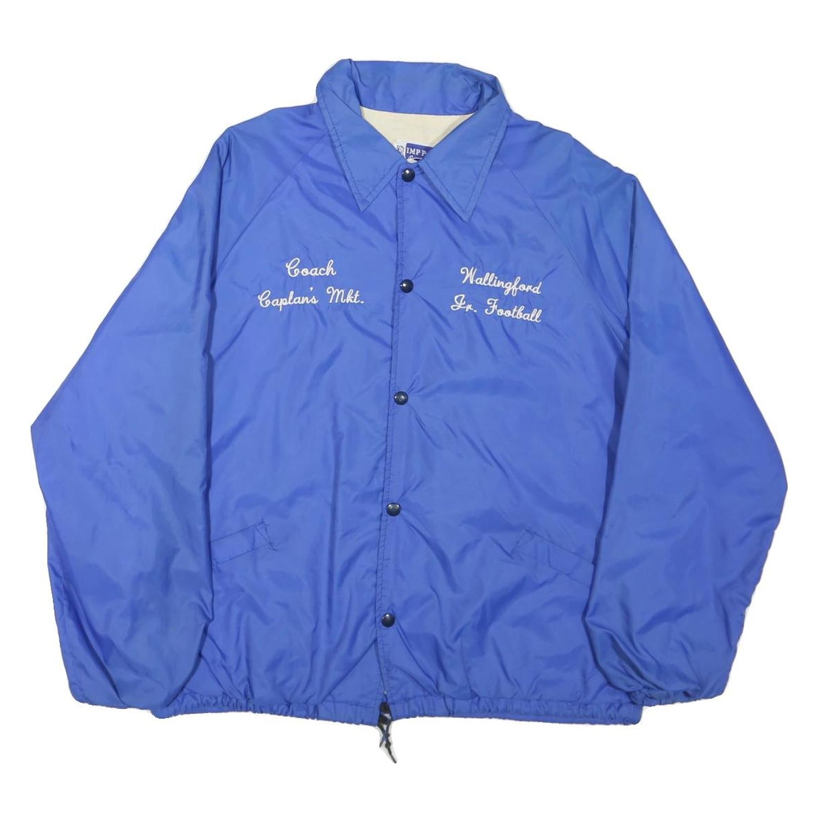 IMP PRINT Mens Blue Coach Jacket M Nylon Button Plain Lightweight Refurbished - N/A refurbished available on Cerqular