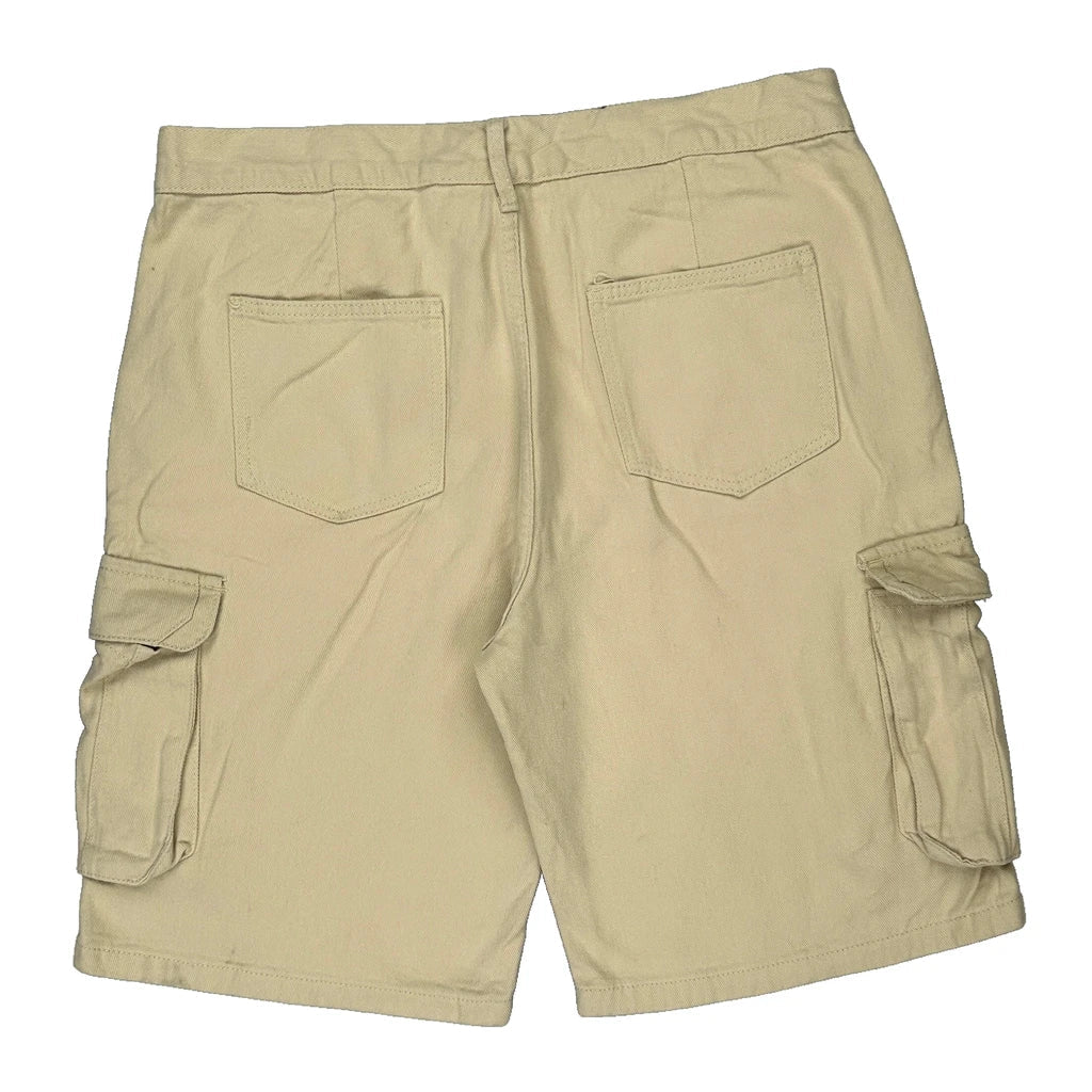 Unbranded Cargo Shorts - 34W 10L Beige Cotton Refurbished - Thrifted (note: this is a term often used to describe second- refurbished available on Cerqular