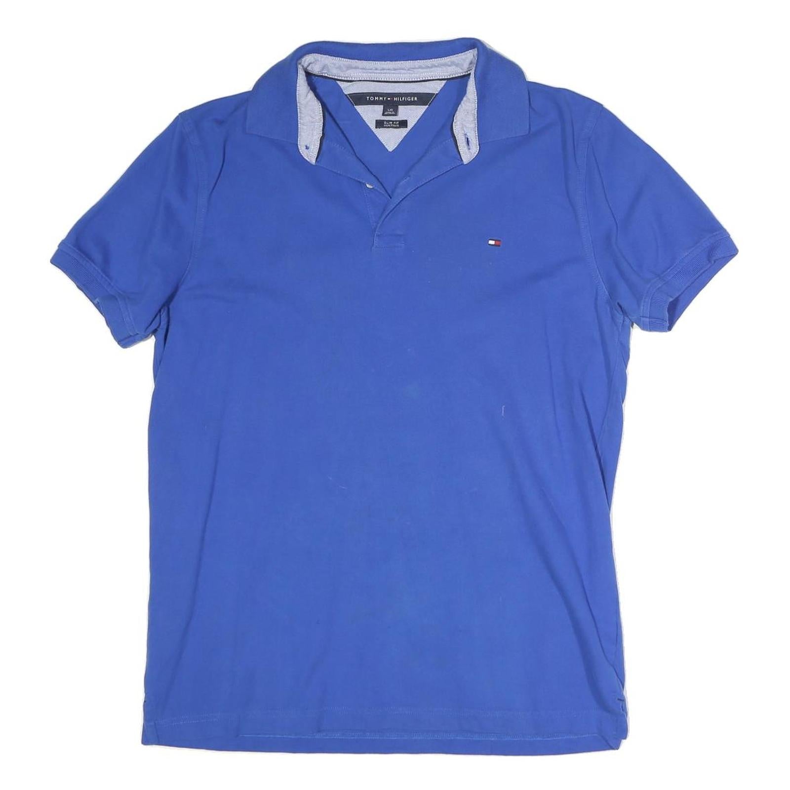 TOMMY HILFIGER Mens Blue Slim Fit Short Sleeve Polo Shirt L Cotton Classic Refurbished - N/A refurbished available on Cerqular