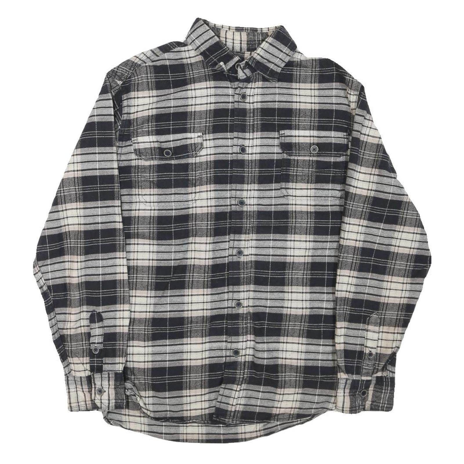 JACHS Mens Black & White Plaid Shirt L Cotton Blend Casual Button Up Refurbished - N/A refurbished available on Cerqular