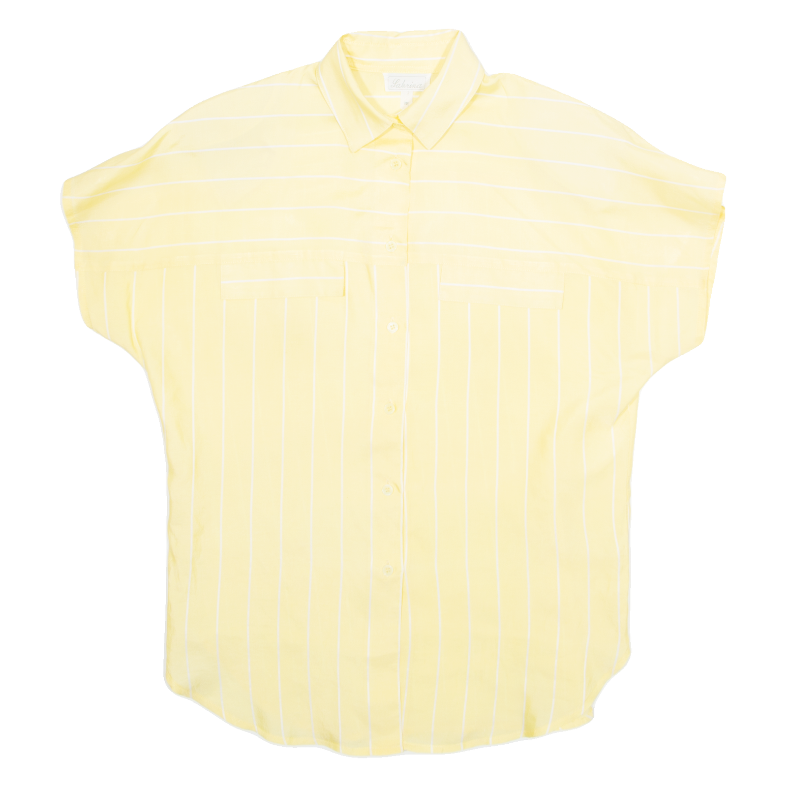 SABRINA Womens Printed Shirt Yellow Collared Pinstripe S Refurbished - N/A refurbished available on Cerqular