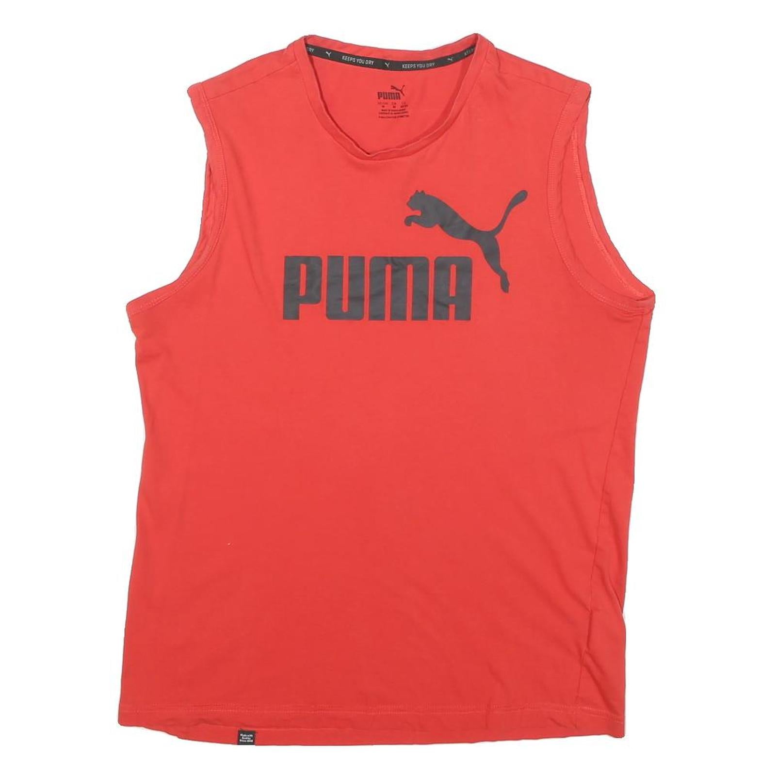 Buy PUMA Mens Red Sleeveless Crew Neck Logo Print T-Shirt M Athletic Cotton Blend Refurbished - $19.49 PUMA Mens Red Sleeveless Crew Neck Logo Print T-Shirt M Athletic Cotton Blend Refurbished - N/A refurbished available on Cerqular