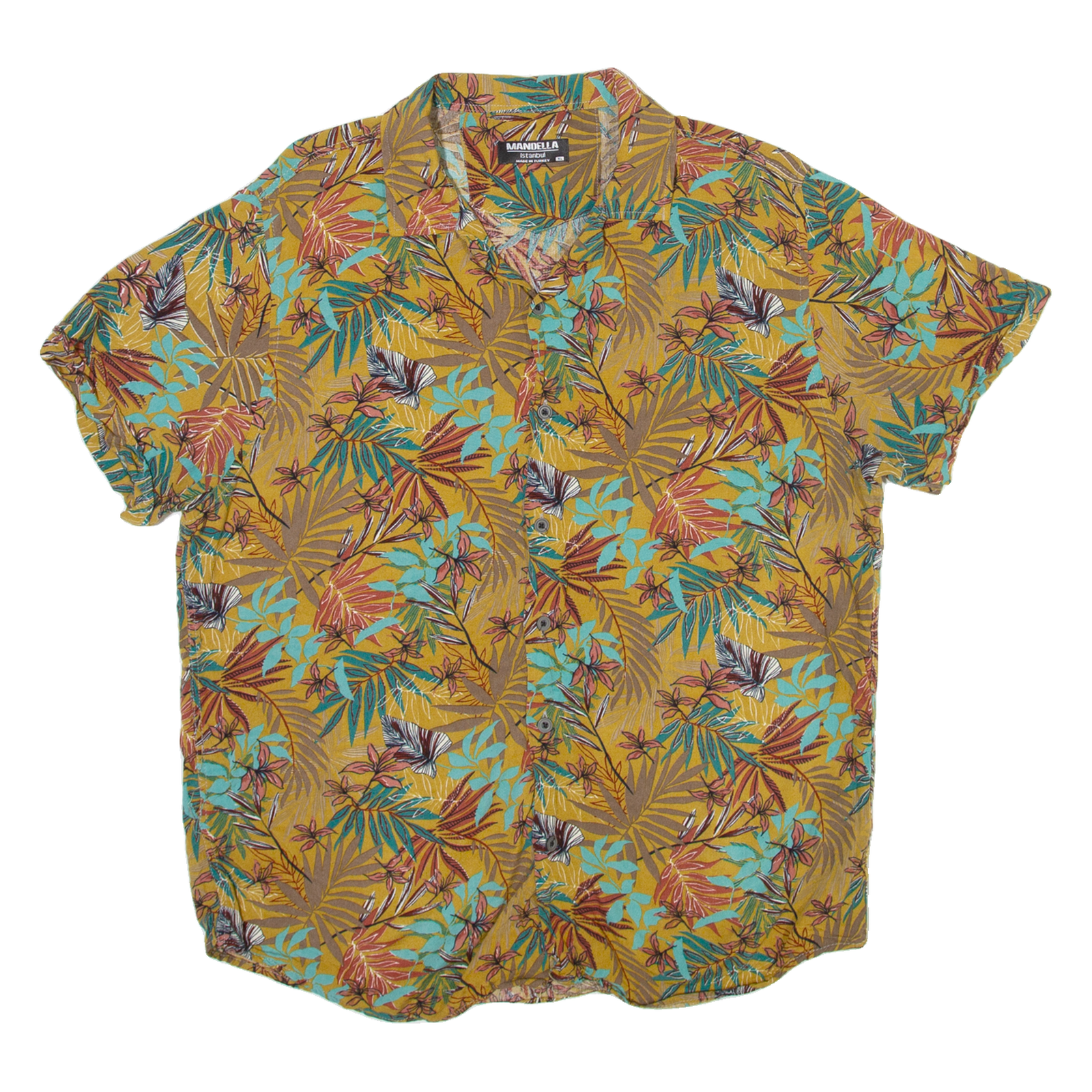 MANDELA Mens Hawaiian Shirt Orange Floral XL Refurbished - N/A refurbished available on Cerqular