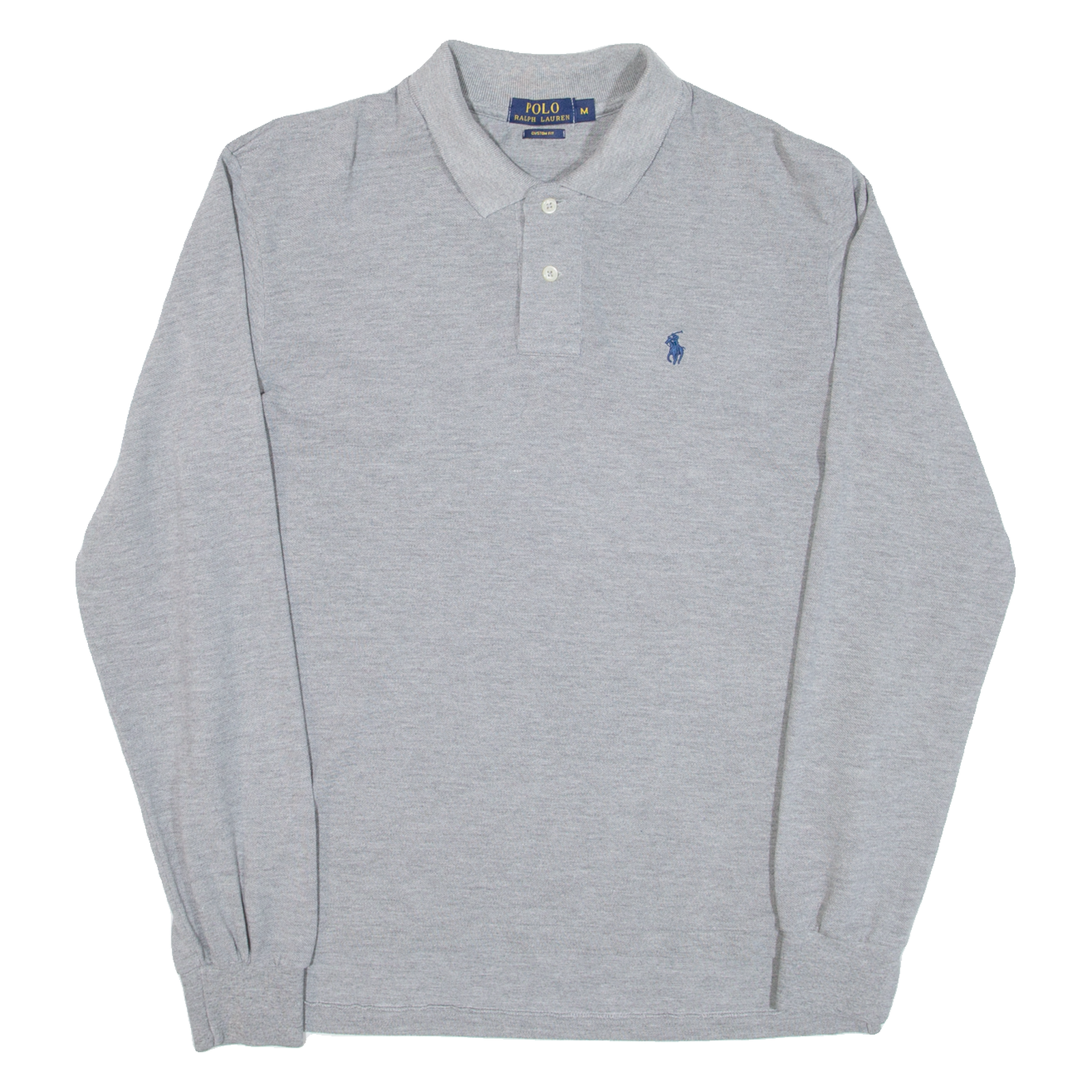 POLO RALPH LAUREN Custom Fit Mens Polo Shirt Grey Long Sleeve M Refurbished - N/A refurbished available on Cerqular