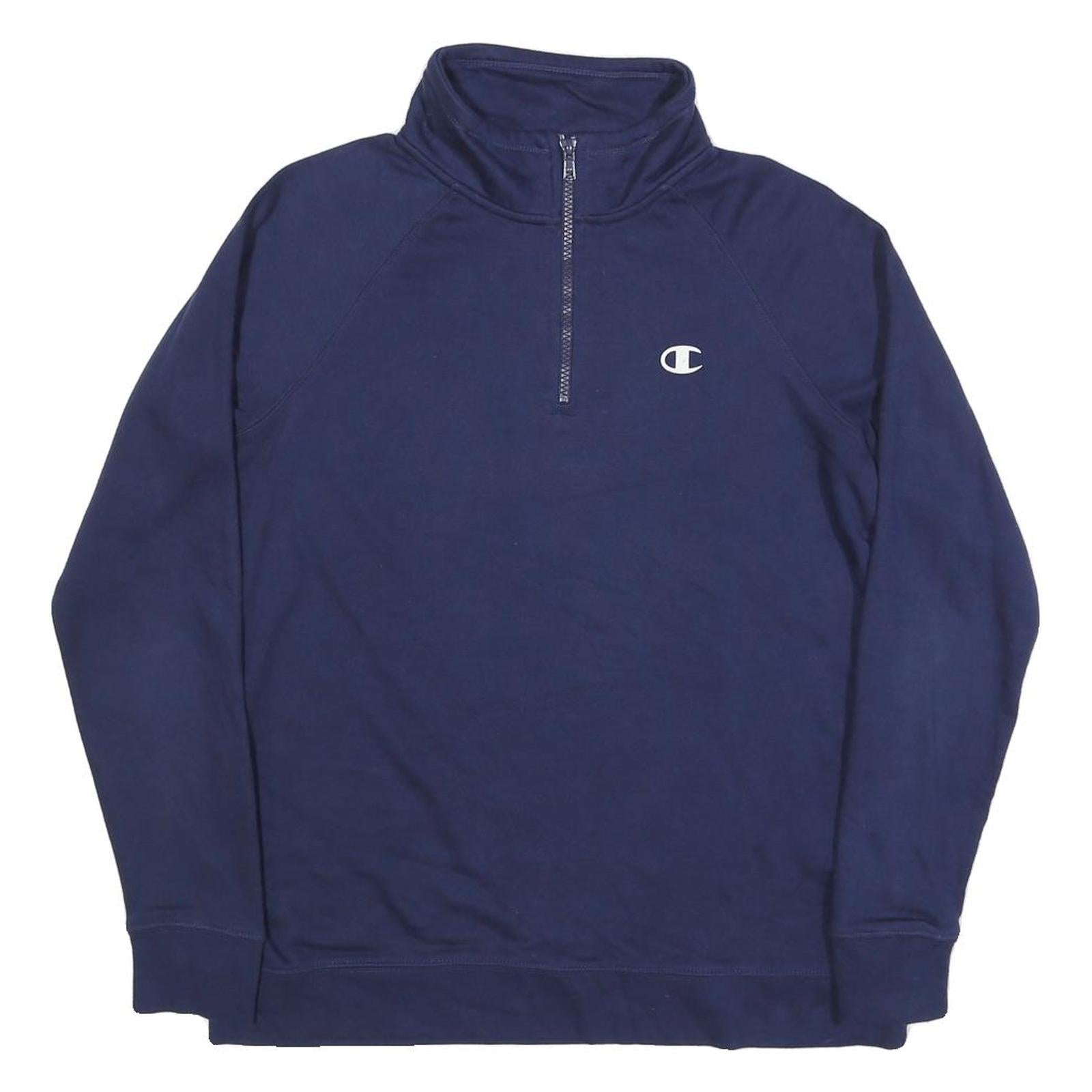 CHAMPION Womens Blue Half Zip Sweatshirt M Cotton Blend Casual Pullover Refurbished - N/A refurbished available on Cerqular