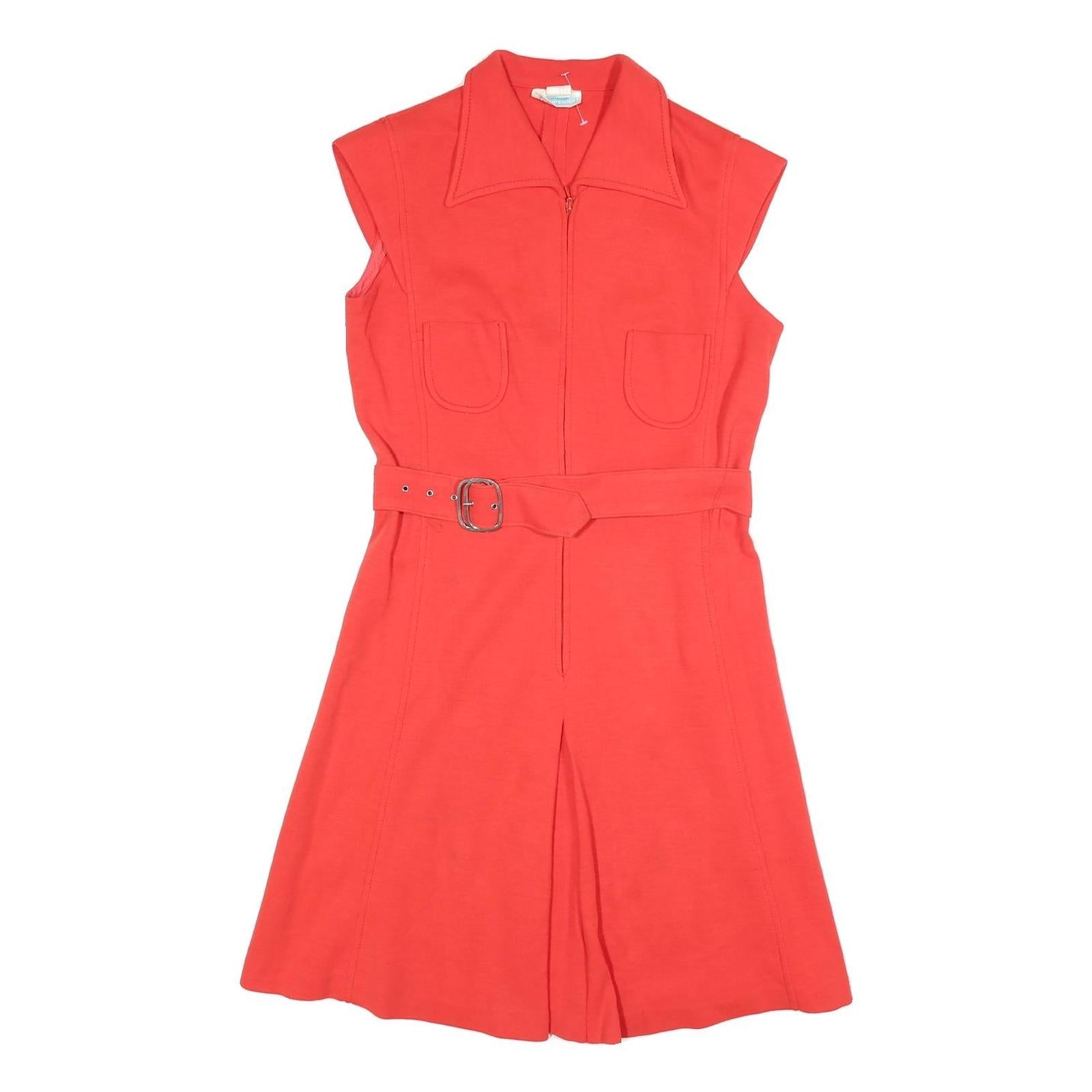 COURTELLE Womens Red Sleeveless Day Woven Plain Knee Length M Belted Zip Dress Refurbished - N/A refurbished available on Cerqular