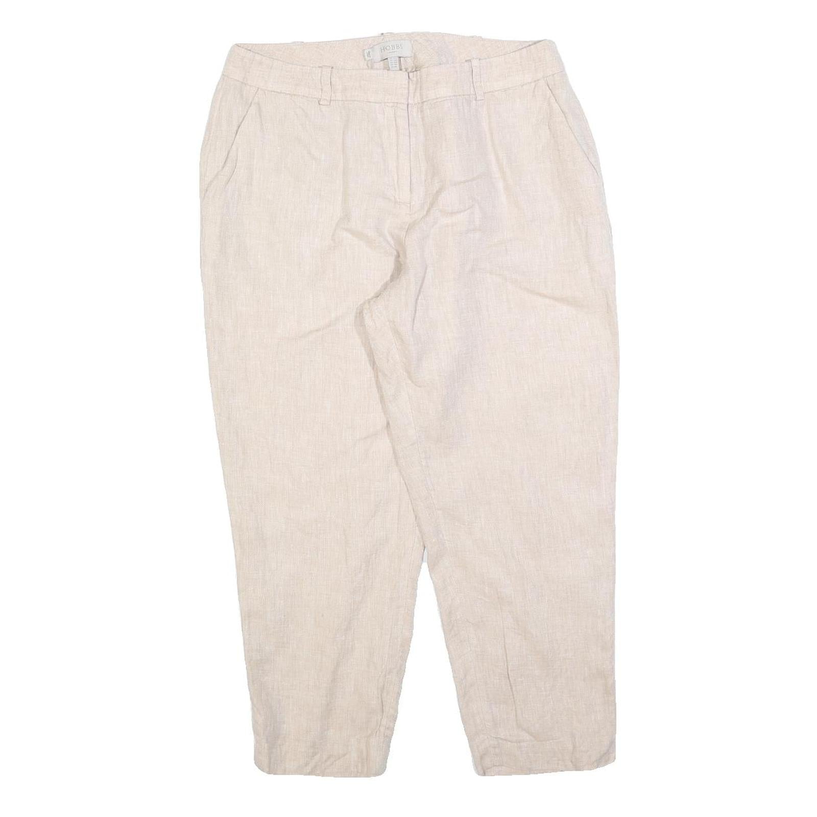 HOBBS LONDON Womens Linen Beige Relaxed Tapered Trousers W30 L24 Casual Summer Refurbished - N/A refurbished available on Cerqular