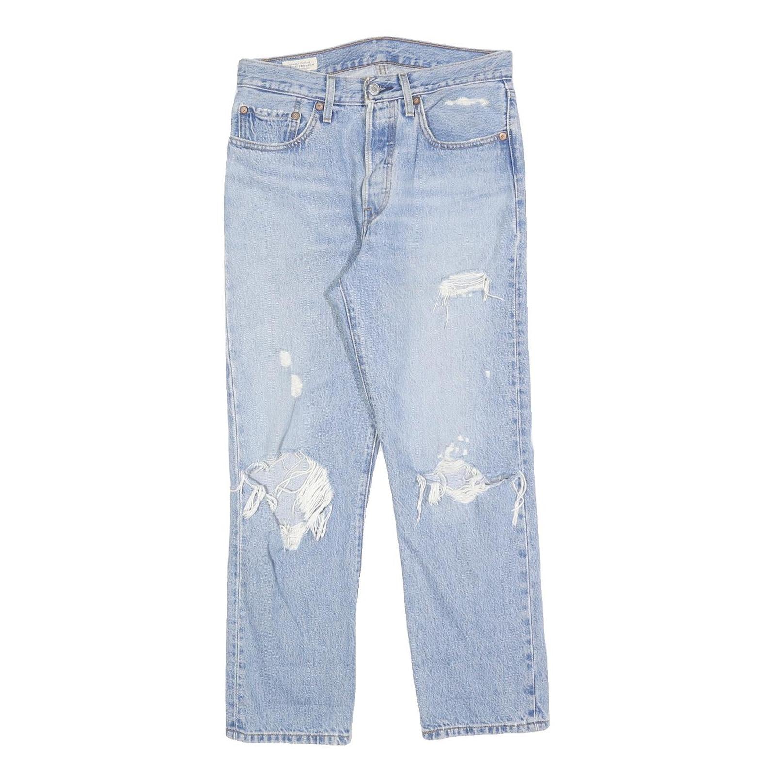 LEVI'S 501 Womens Jeans Blue Regular Straight Denim Light W29 L26 Distressed Refurbished - N/A refurbished available on Cerqular