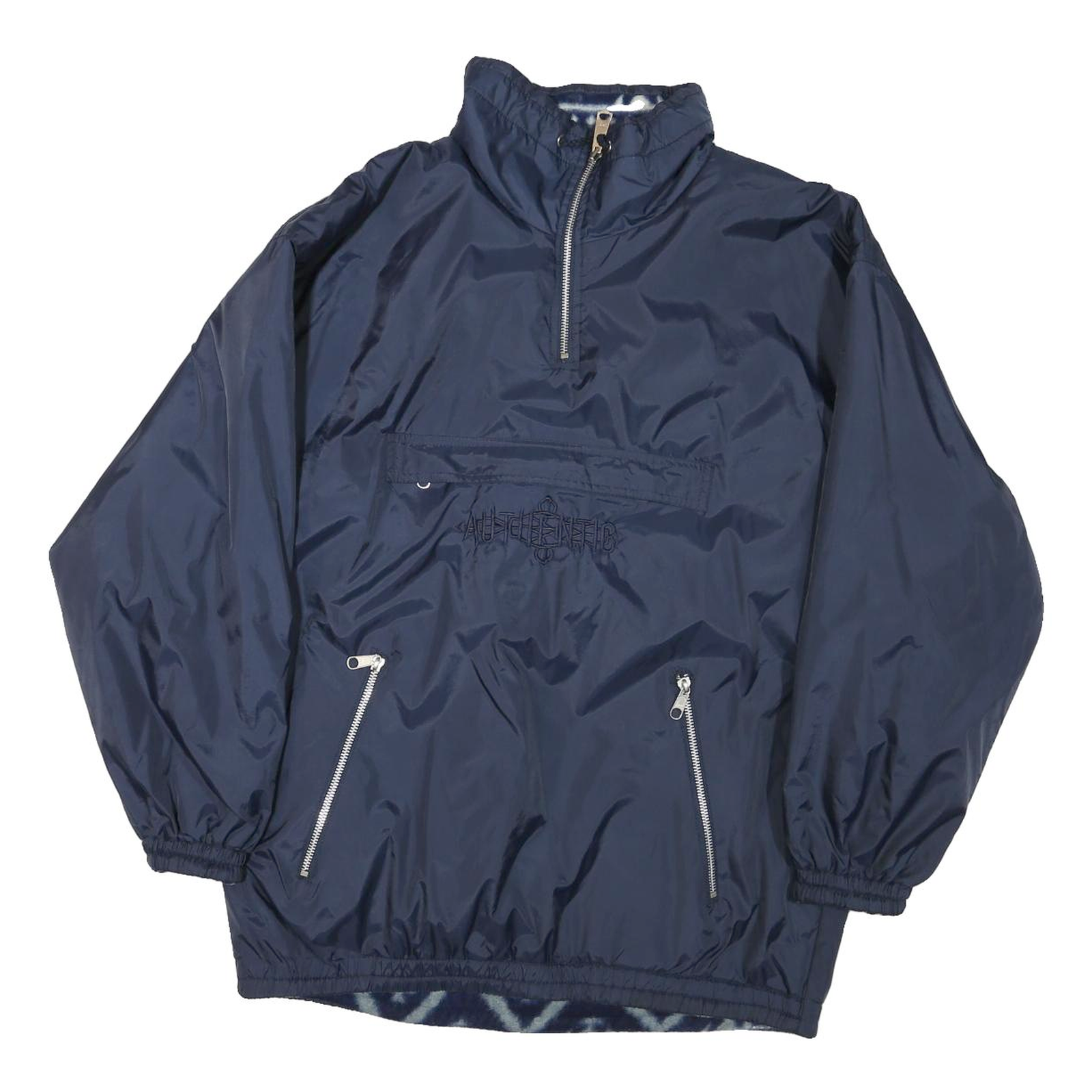 Womens Navy Blue Reversible Nylon Jacket L Lightweight Zip Front Refurbished - N/A refurbished available on Cerqular