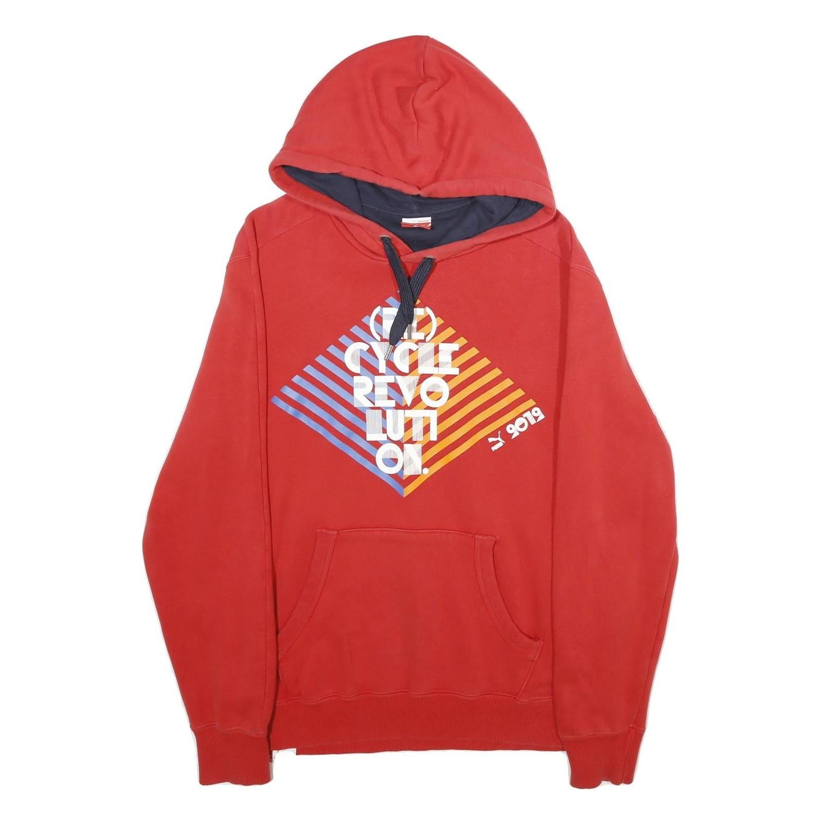 PUMA Mens Red Cotton Blend Graphic Print Pullover Hoodie L Refurbished - N/A refurbished available on Cerqular