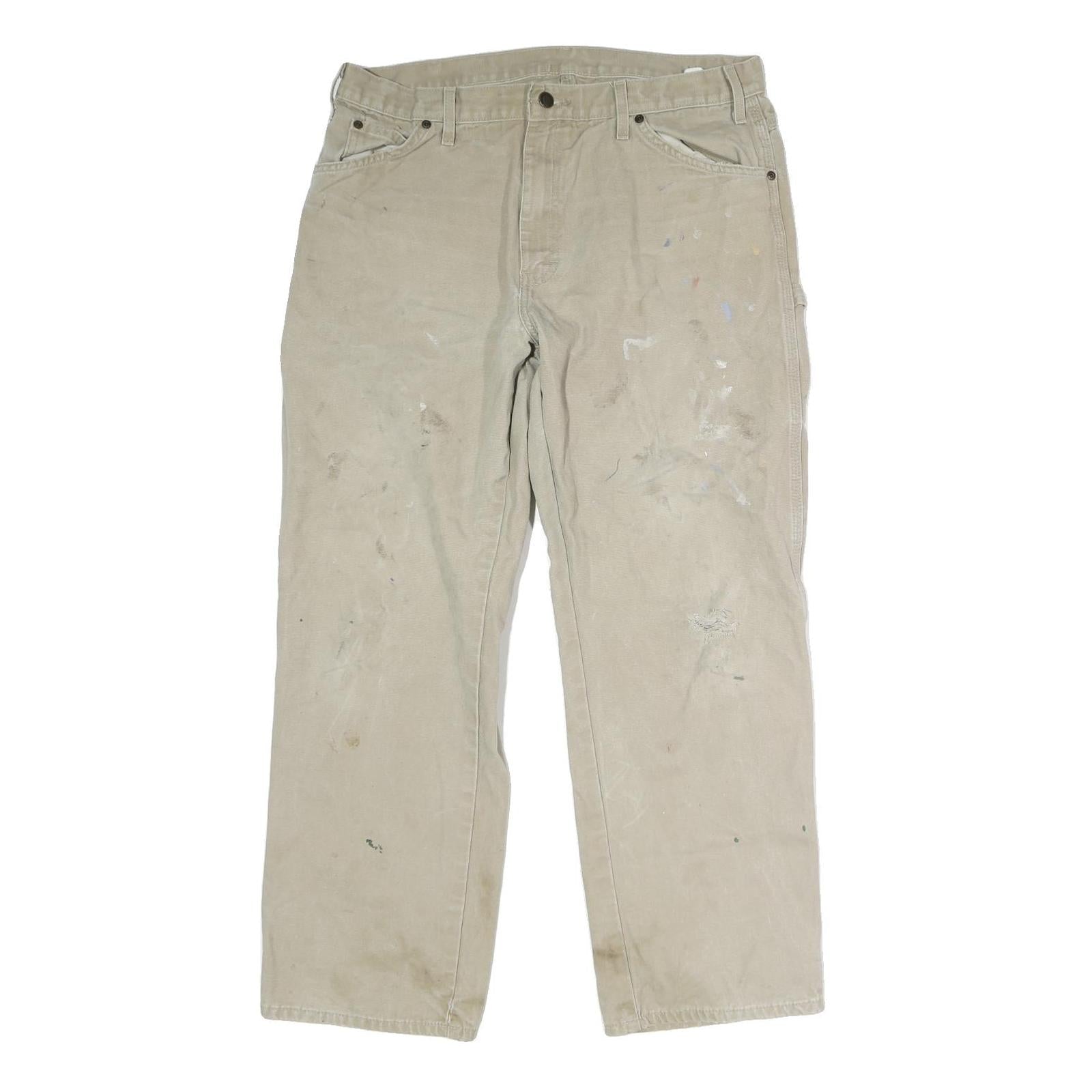 DICKIES Mens Cotton Blend Beige Regular Fit Straight Leg Trousers W36 L29 Refurbished - N/A refurbished available on Cerqular