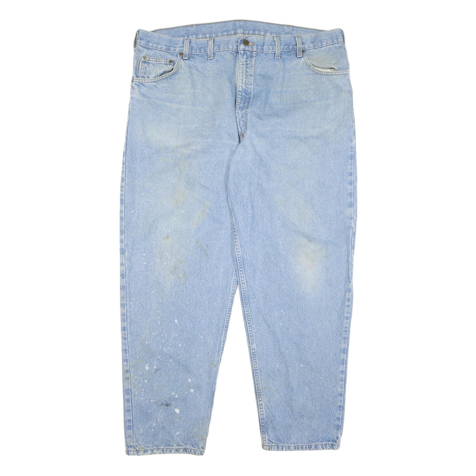 CARHARTT Mens Light Blue Regular Fit Straight Denim Jeans W46 L32 Zip Closure Refurbished - N/A refurbished available on Cerqular