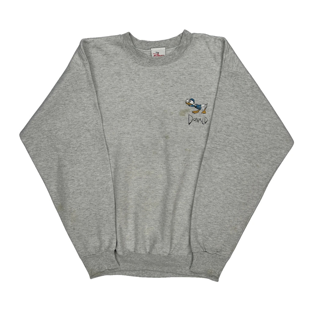 Buy Donald Duck Disney Cartoon Sweatshirt - Medium Grey Cotton Refurbished - $50.91 Donald Duck Disney Cartoon Sweatshirt - Medium Grey Cotton Refurbished - Thrifted (note: this is a term often used to describe second- refurbished available on Cerqular