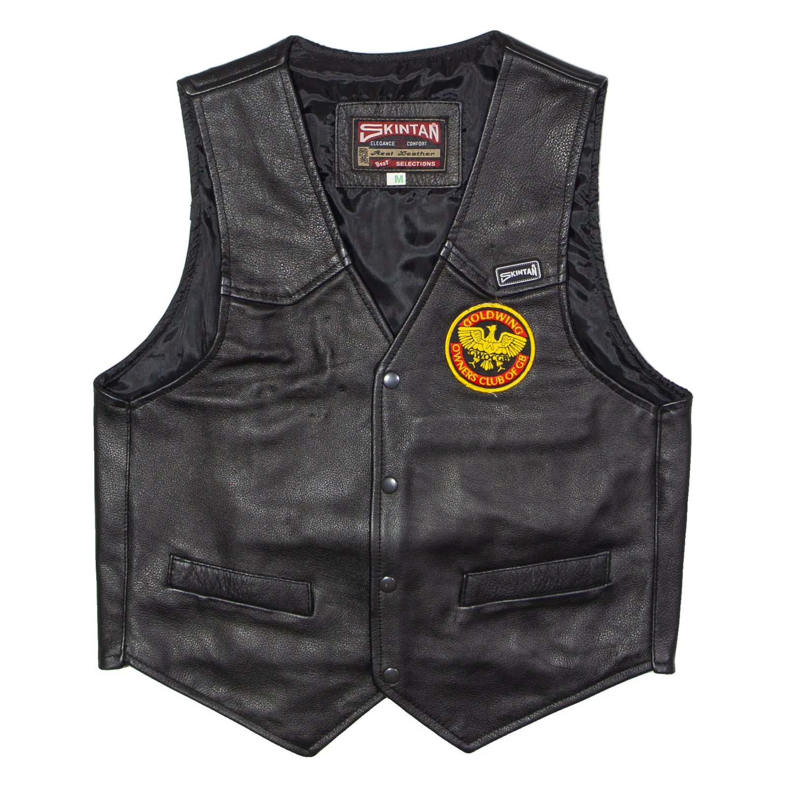 SKINTAN Goldwing Owners Club Of GB Mens Biker Waistcoat Black Leather M Refurbished - N/A refurbished available on Cerqular