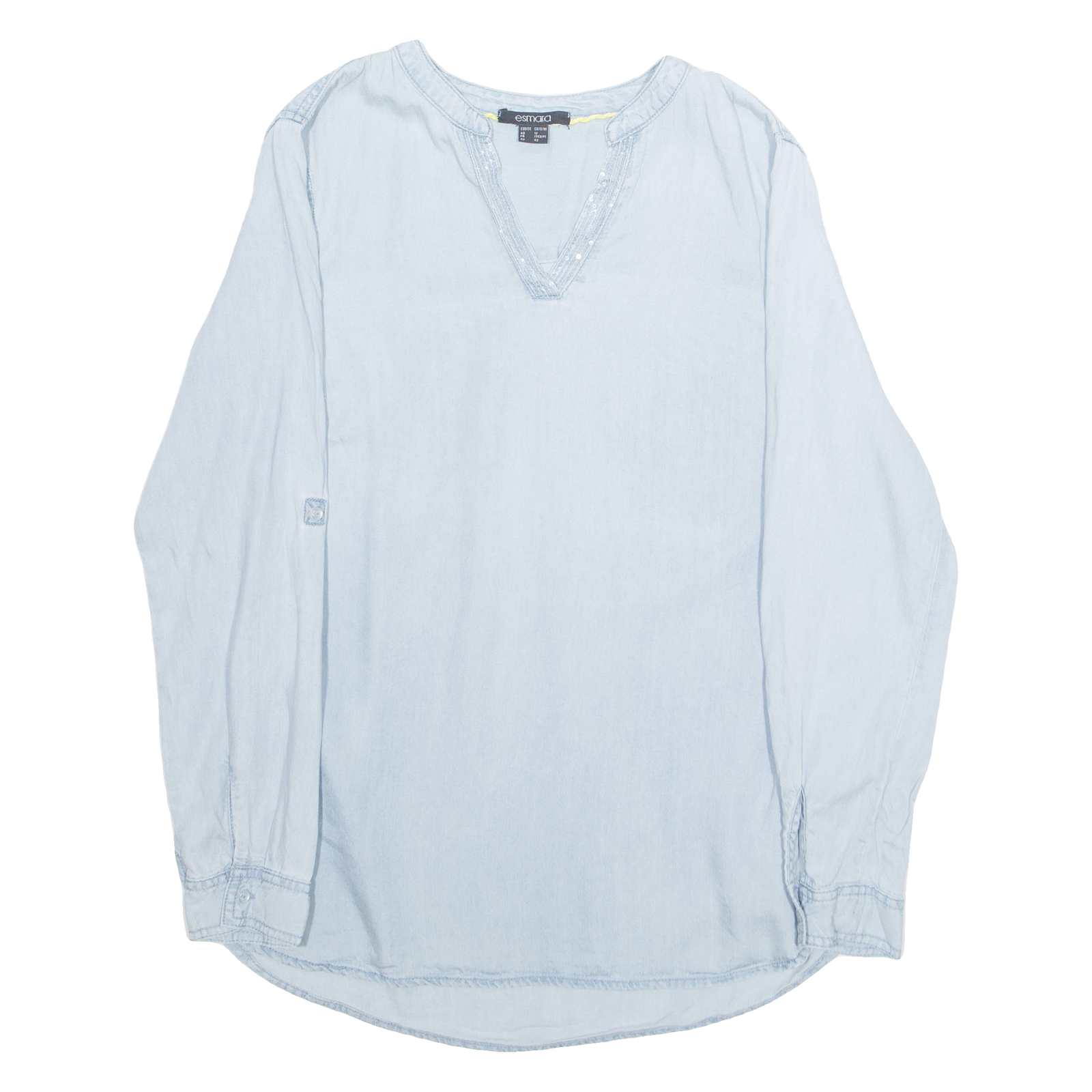 ESMARA Womens Blouse Blue V-Neck Long Sleeve M Refurbished - N/A refurbished available on Cerqular