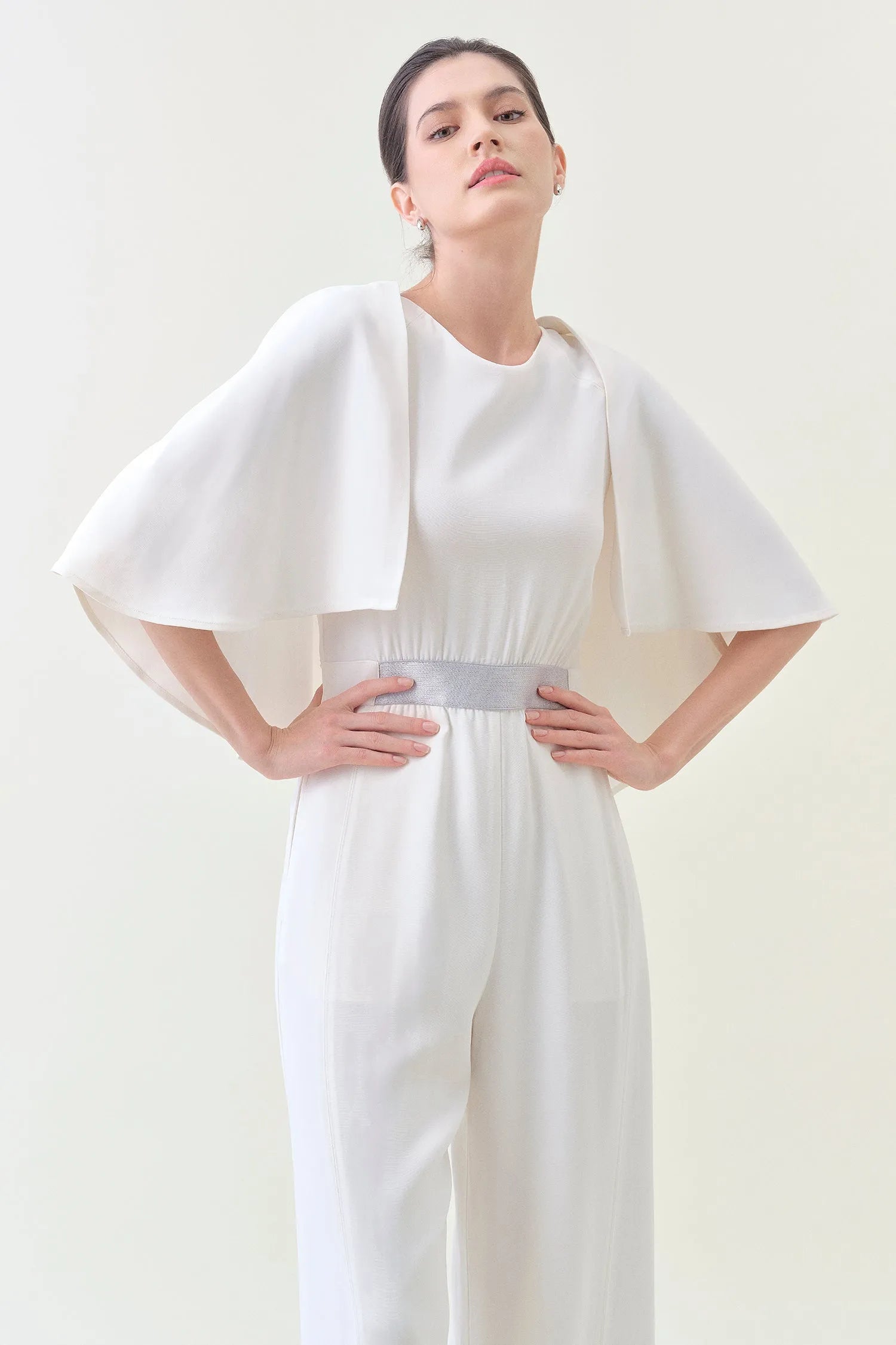 Low-back Jumpsuit - Snow | Size: M | Style: Jumpsuit with Cape Refurbished - N/A refurbished available on Cerqular