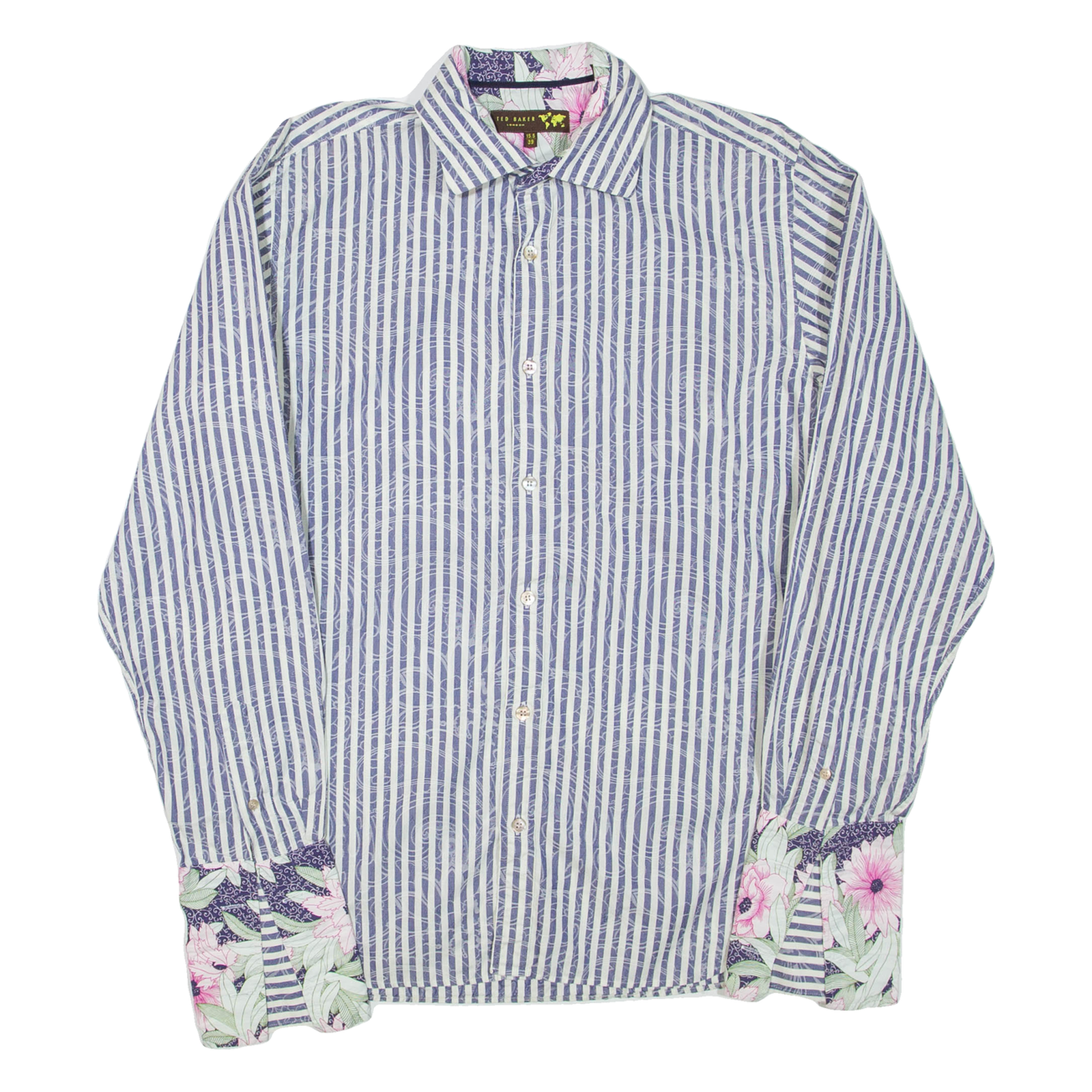 TED BAKER Mens Formal Shirt Blue Striped Long Sleeve M Refurbished - N/A refurbished available on Cerqular