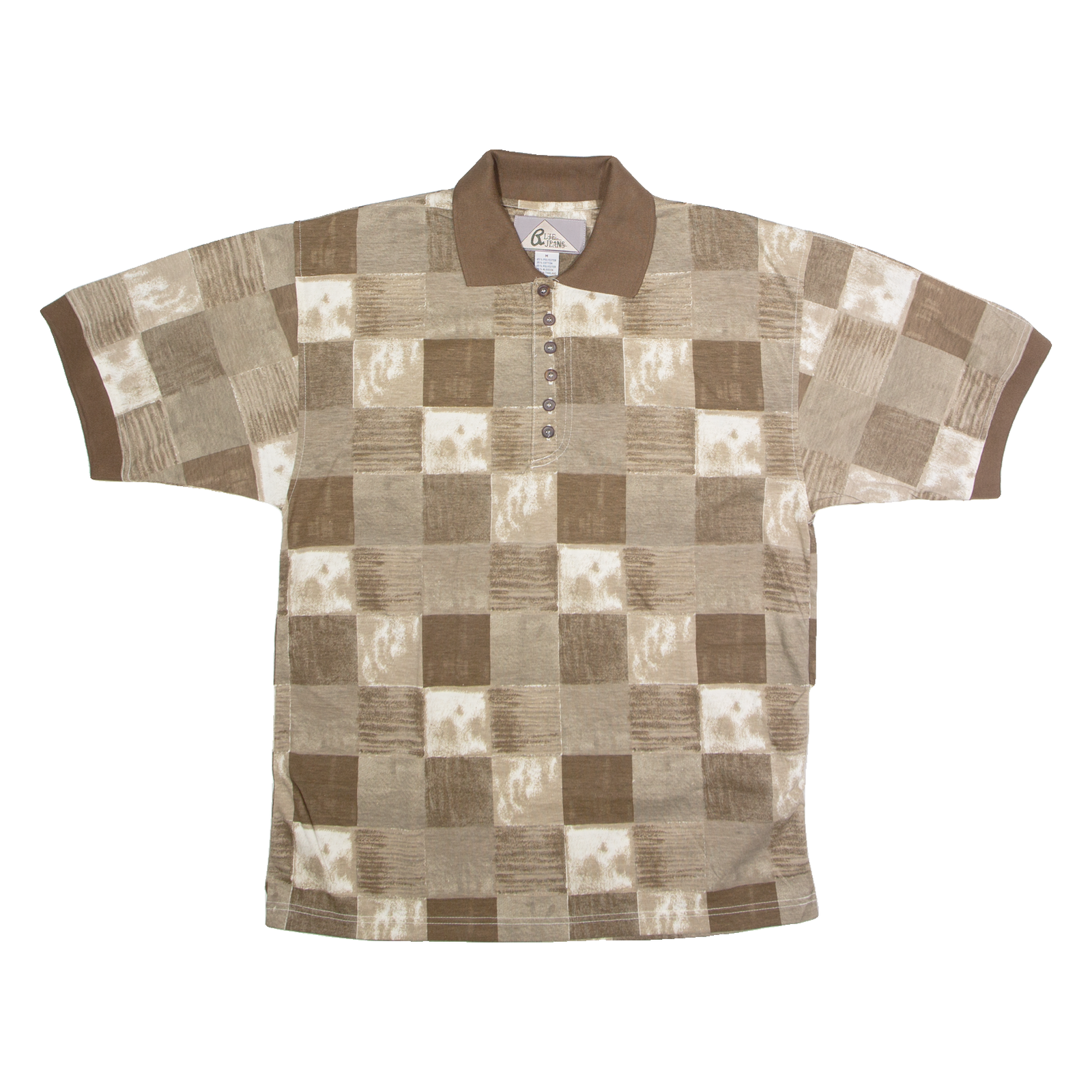 BLUE JEANS Mens Polo Shirt Brown 90s Check M Refurbished - N/A refurbished available on Cerqular