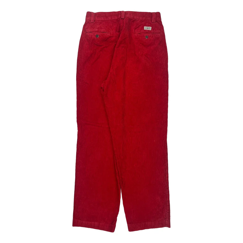 Polo By Ralph Lauren Cord Trousers - 30″ Waist Red Corduroy Refurbished - Thrifted (note: this is a term often used to describe second- refurbished available on Cerqular