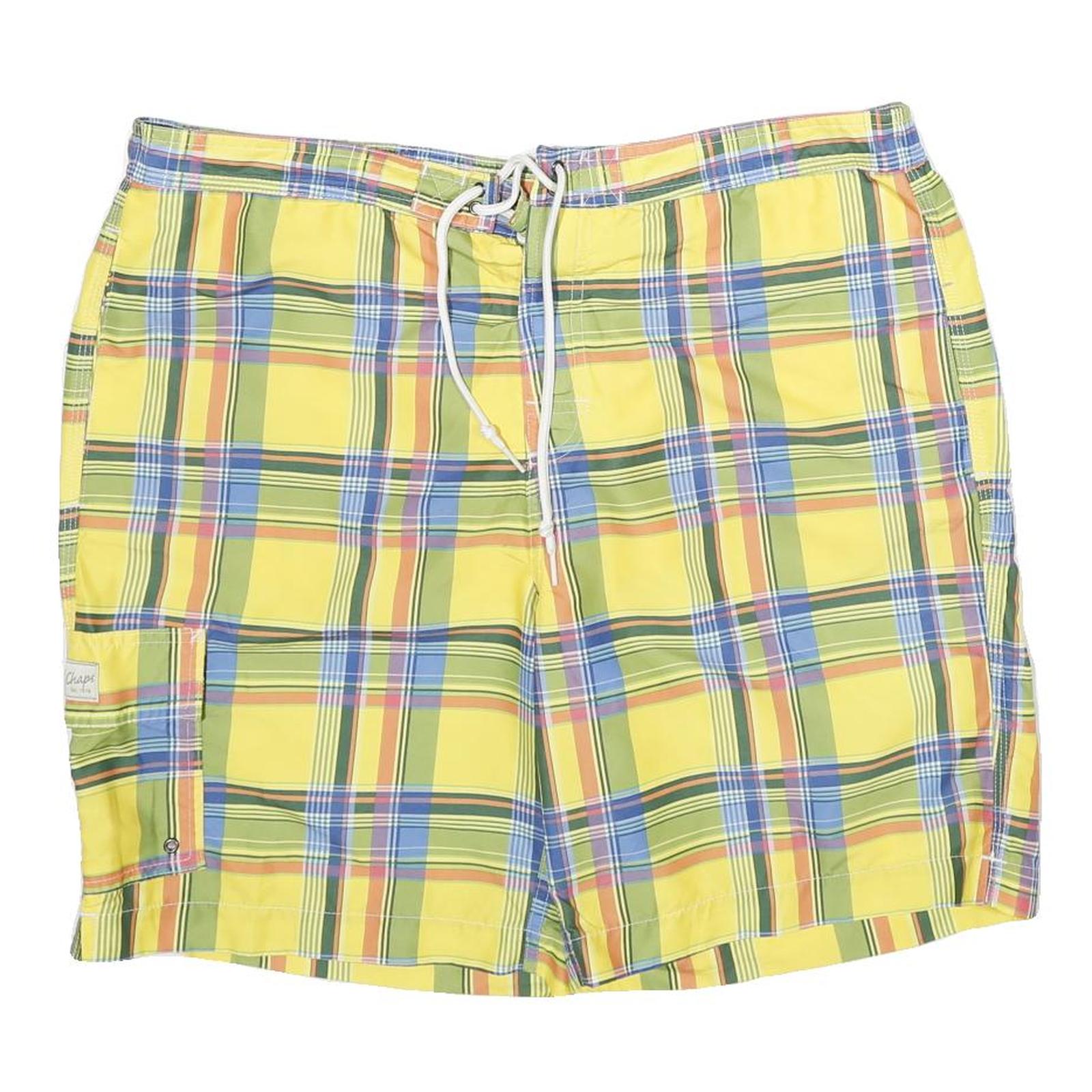 CHAPS Mens Yellow Check Casual Shorts XL W38 Summer Beachwear Refurbished - N/A refurbished available on Cerqular