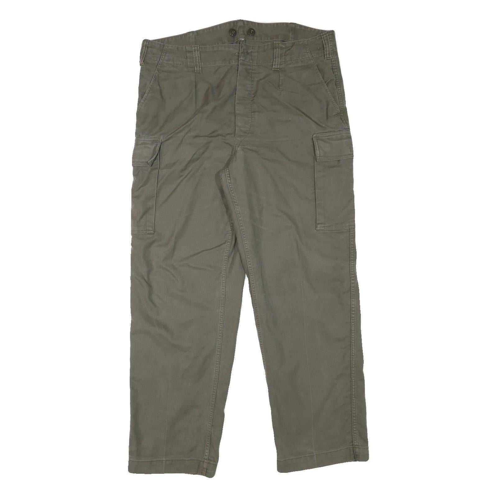 Mens Olive Relaxed Fit Cargo Trousers Cotton Blend W38 L30 Practical Zip Closure Refurbished - N/A refurbished available on Cerqular