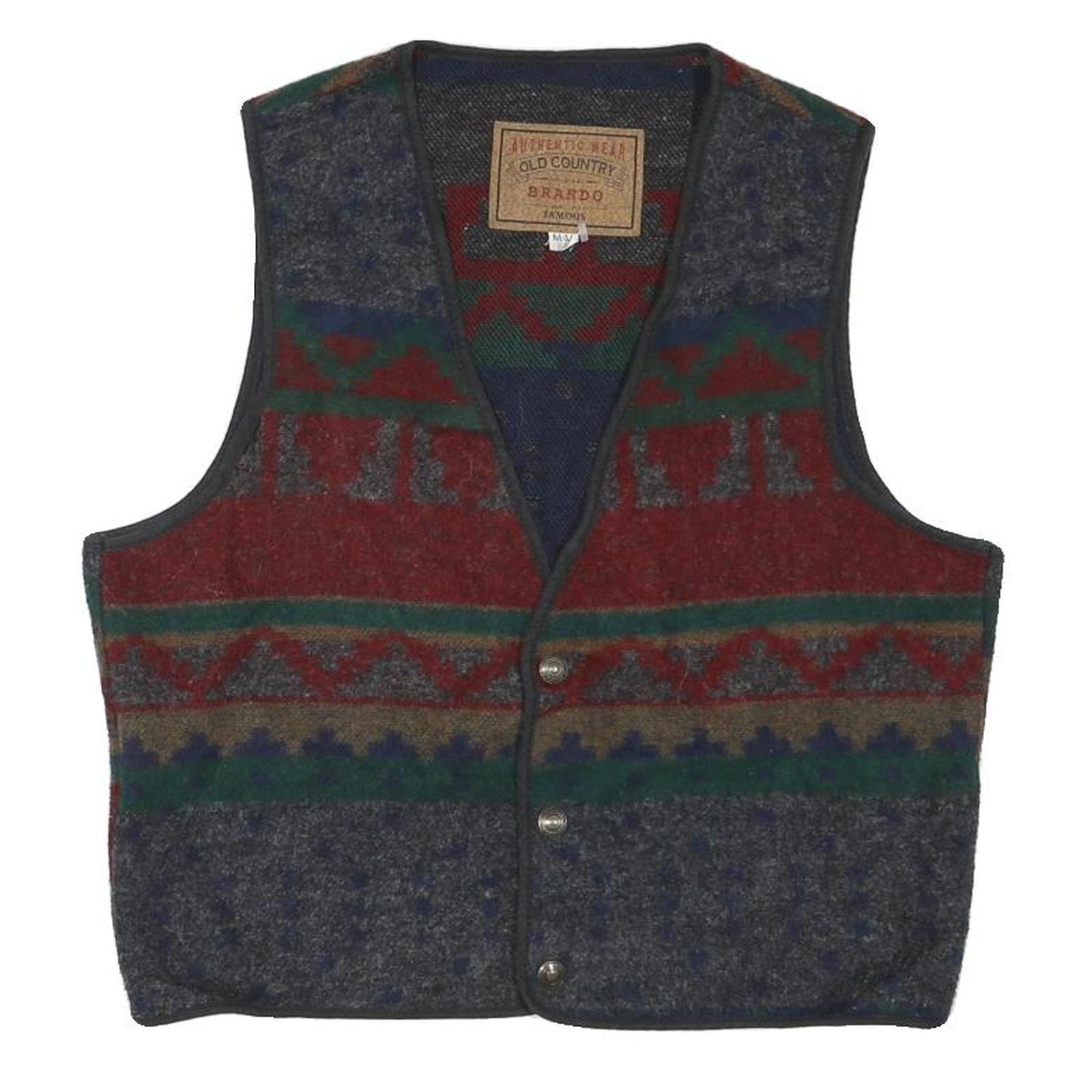 BRANDO Mens Multi Colour Button Jacket M Cotton Blend Geometric Pattern Casual Refurbished - N/A refurbished available on Cerqular