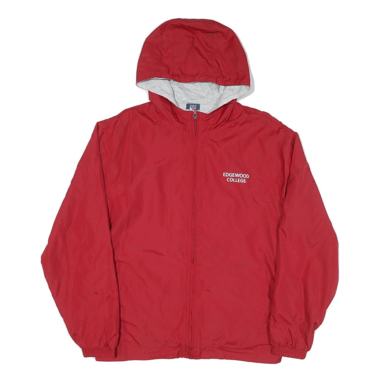 MV SPORT Mens Red Edgewood College Hooded Jacket L Polyester Blend Zip Plain Refurbished - N/A refurbished available on Cerqular